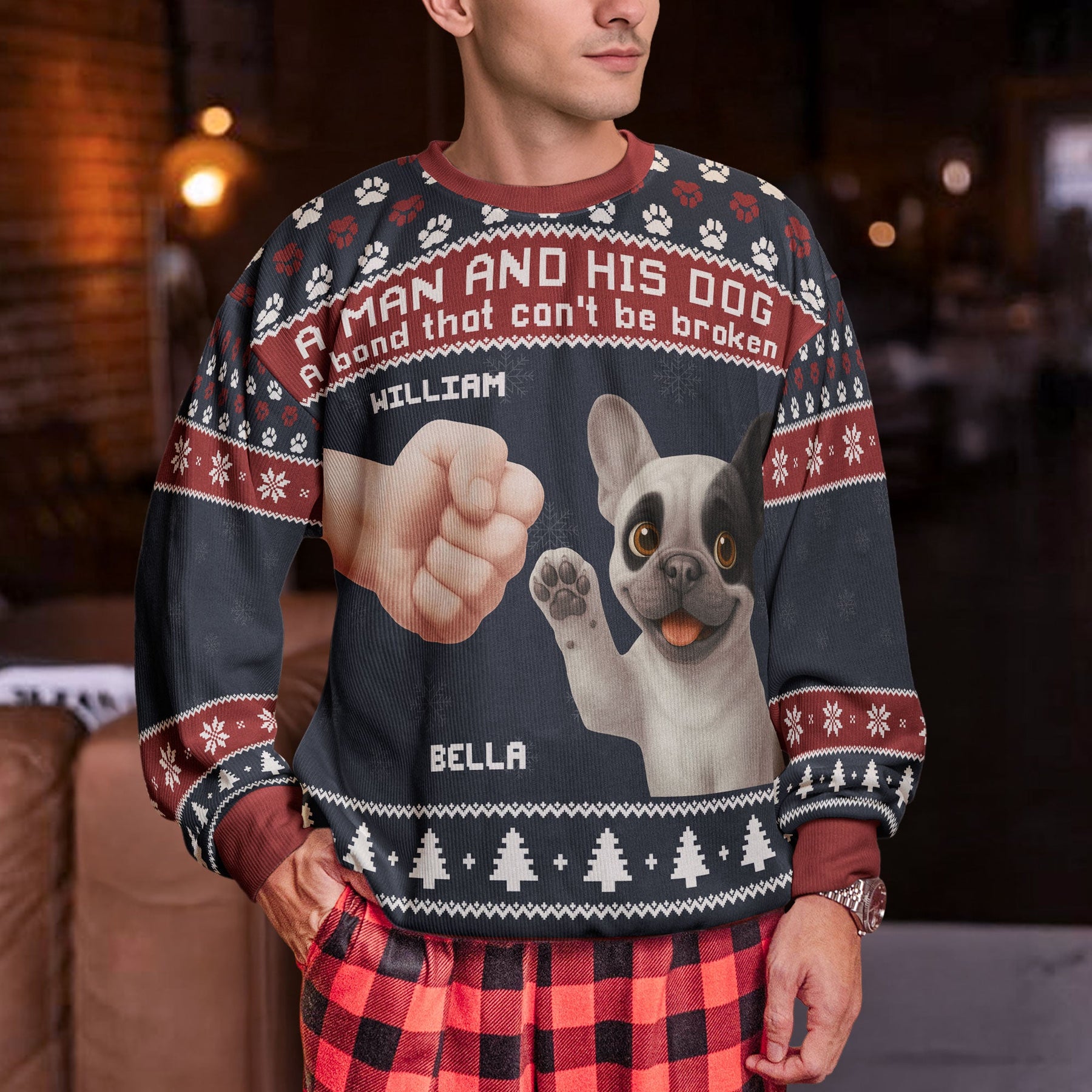 Girl & Dog A Bond That Can't Be Broken - Personalized Ugly Sweater