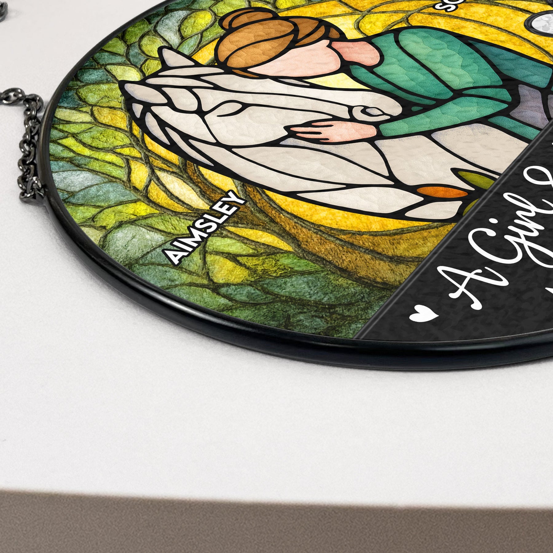 Girl & Horse A Bond Can't Be Broken - Personalized Stained Glass Window Hanging Suncatcher