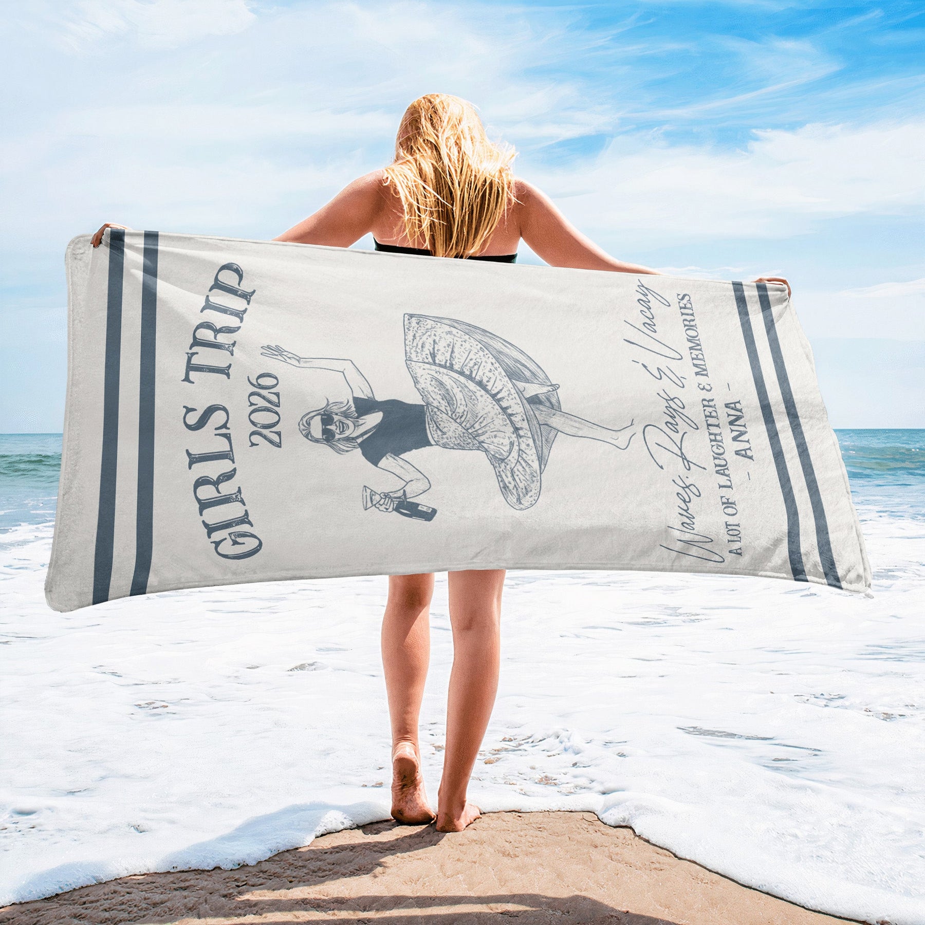 Girls Trip Custom Photo Beach Vacation - Personalized Beach Towel