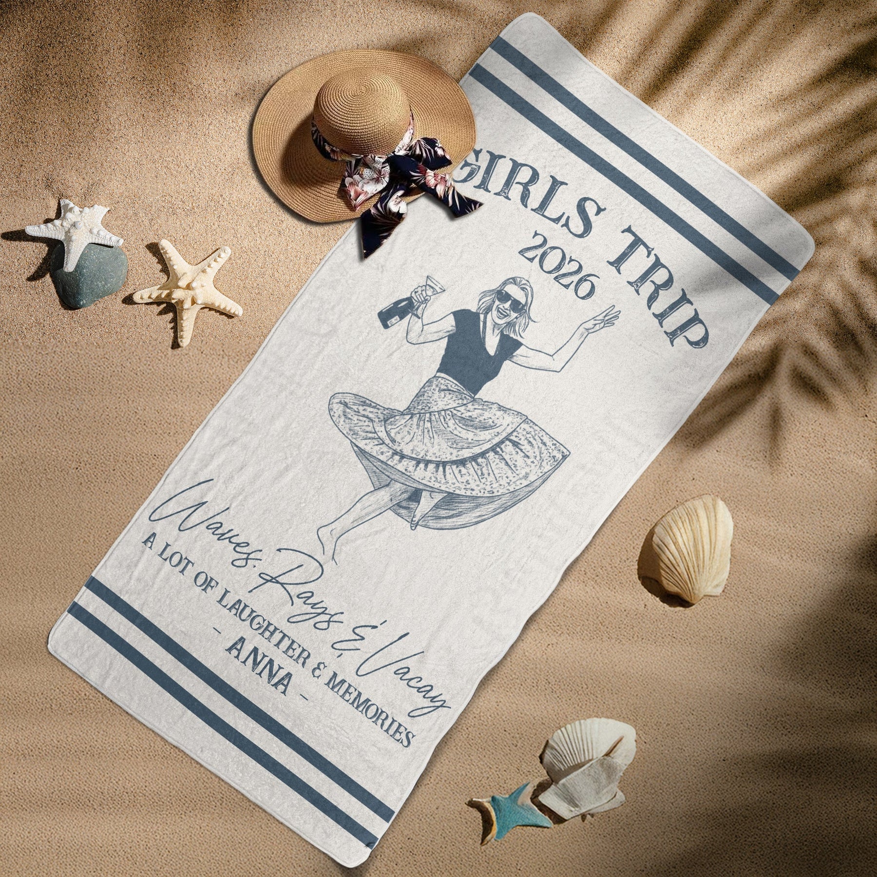Girls Trip Custom Photo Beach Vacation - Personalized Beach Towel