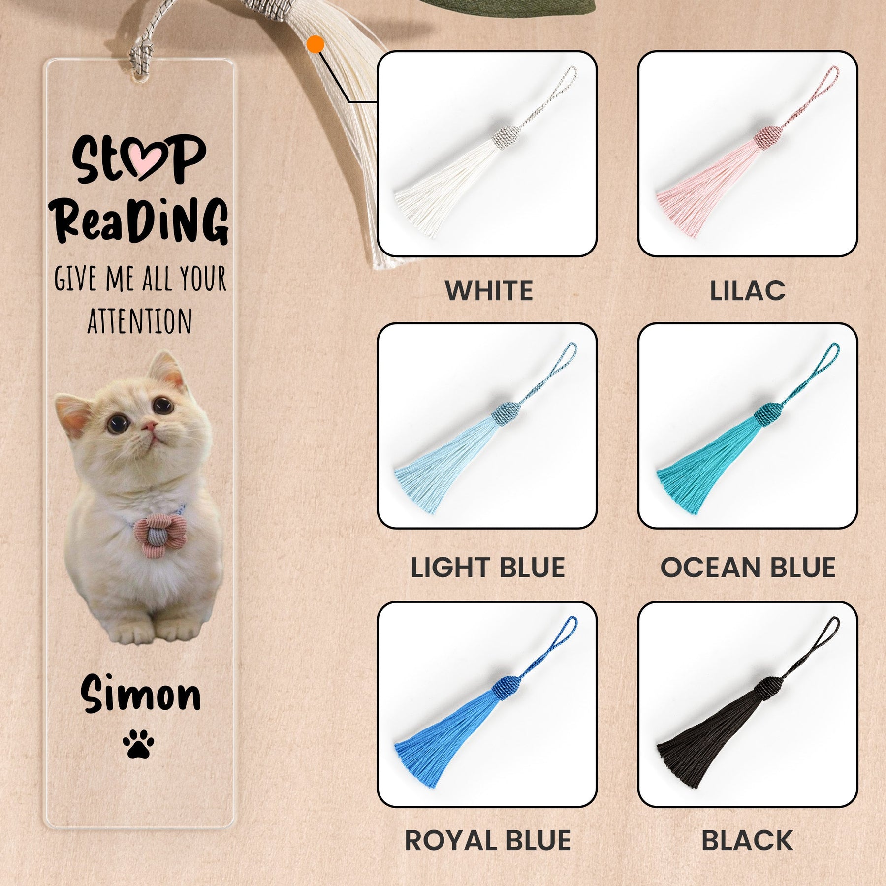 Give Me All Your Attention - Personalized Photo Acrylic Bookmark And Keychain Set