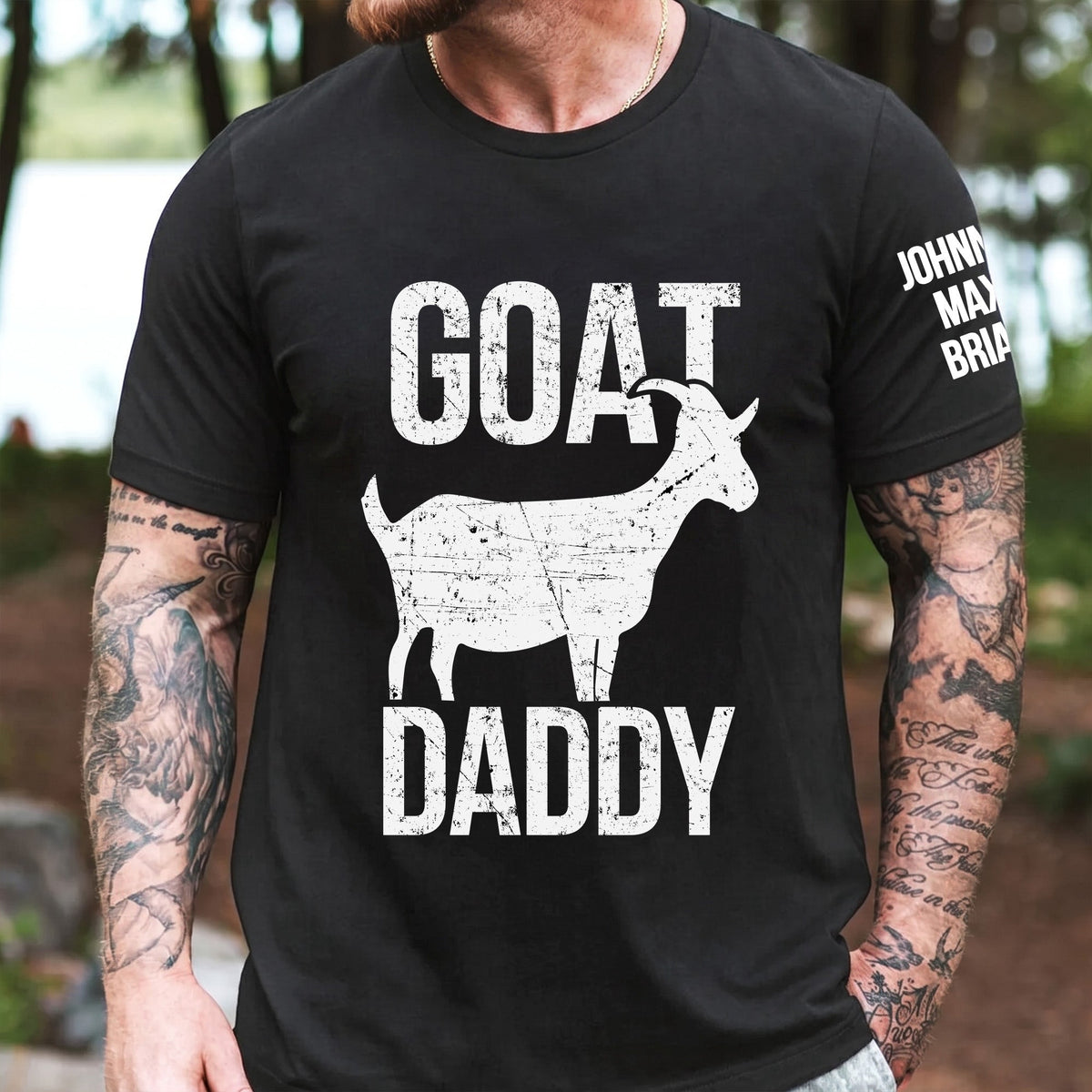 Goat Daddy - Funny Father's Day Shirt With Kids' Names - Personalized Shirt