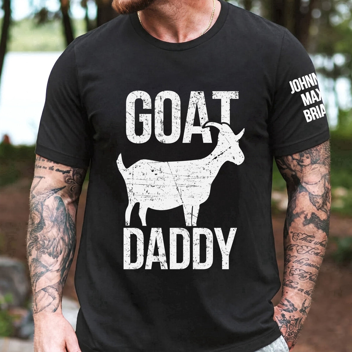 Goat Daddy - Funny Father's Day Shirt With Kids' Names - Up To 10 Names  - Personalized Shirt