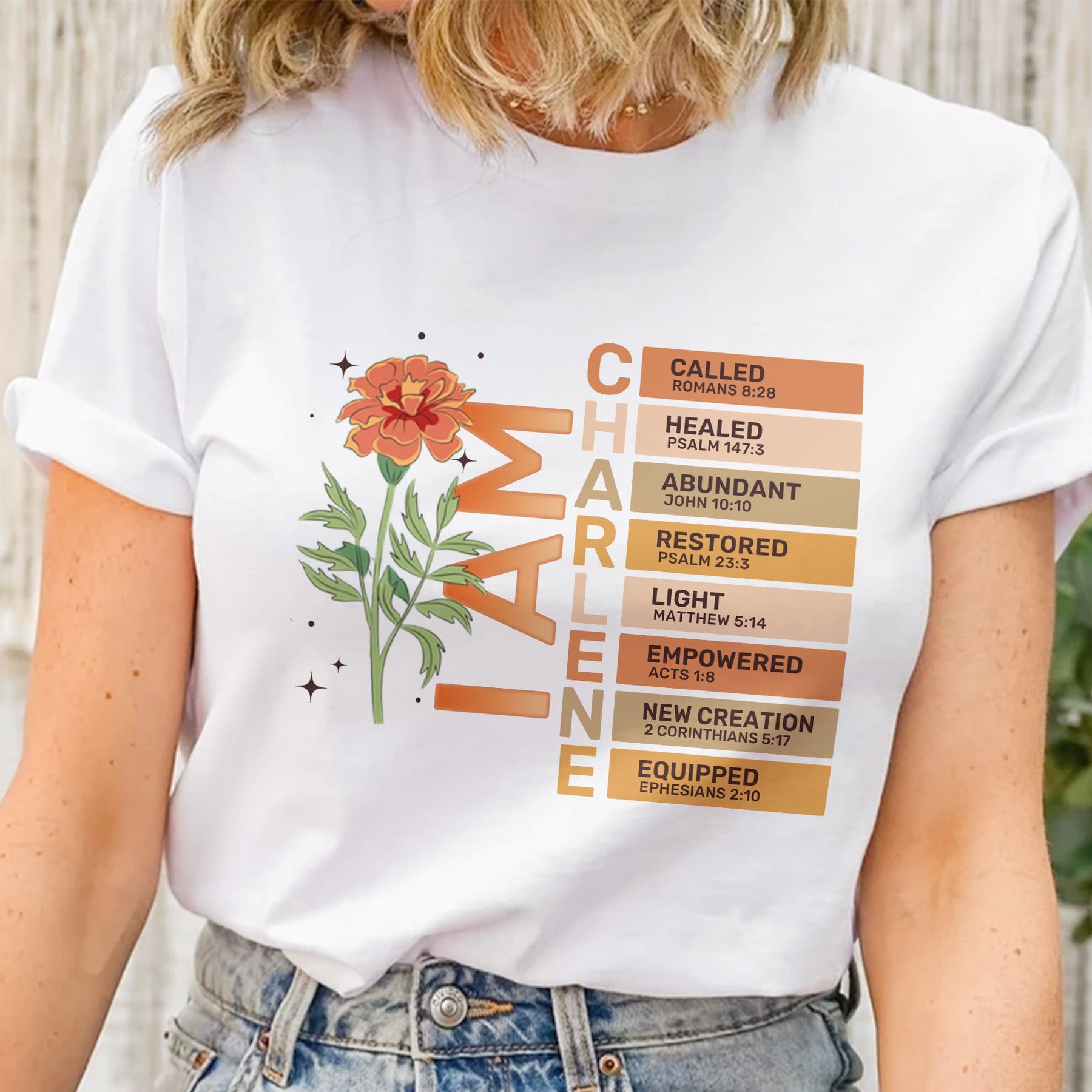 God Say I Am With Birth Flower And Bible Verses - Personalized Shirt