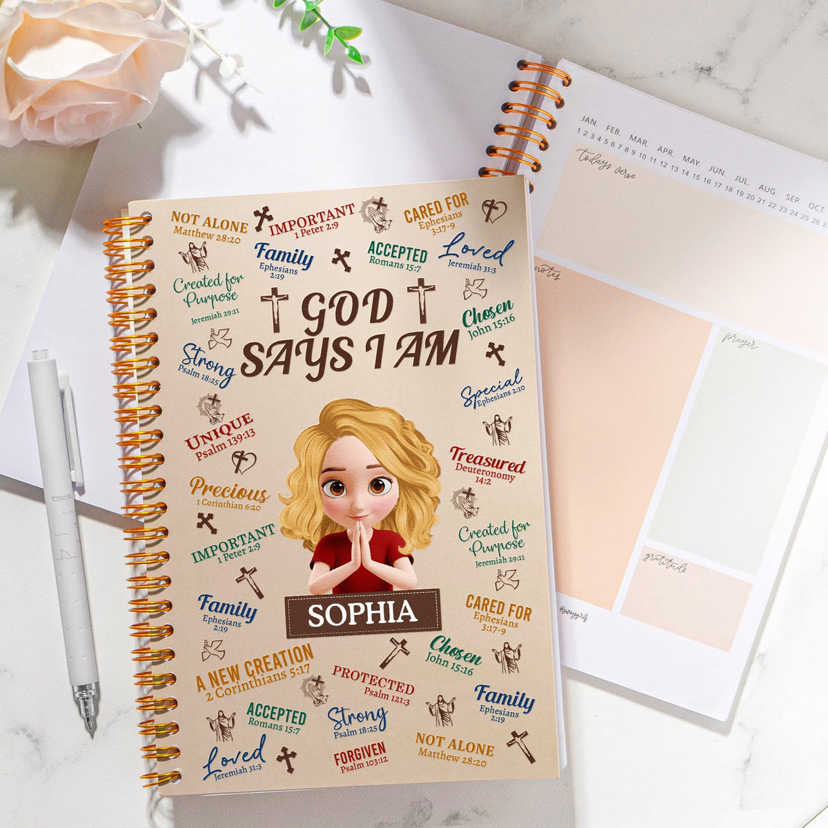 God Says I Am Bible Verse Affirmations Religious Gift - Personalized Prayer Journal