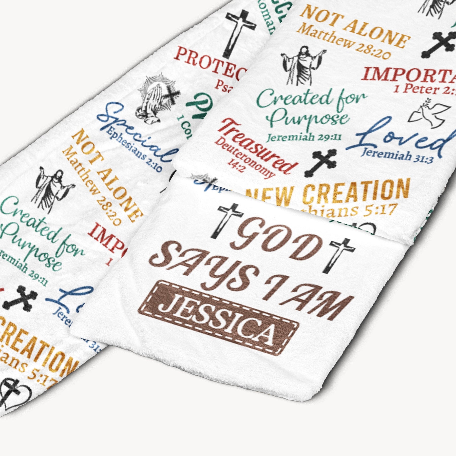 God Says I Am Bible Verses Affirmation - Personalized Fleece Scarf