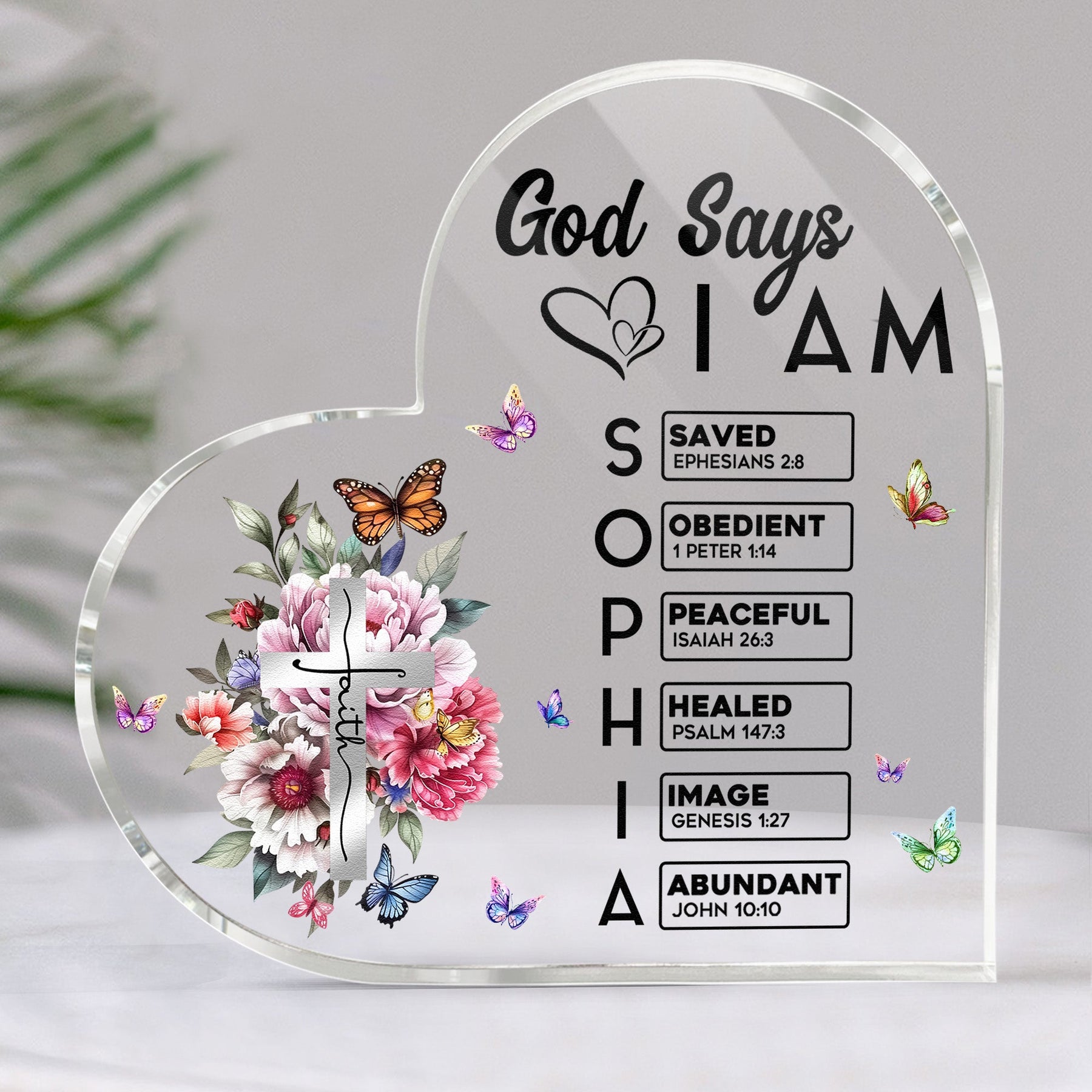 God Says I Am Name In Bible Verse Christian Gifts For Women - Personalized Acrylic Plaque