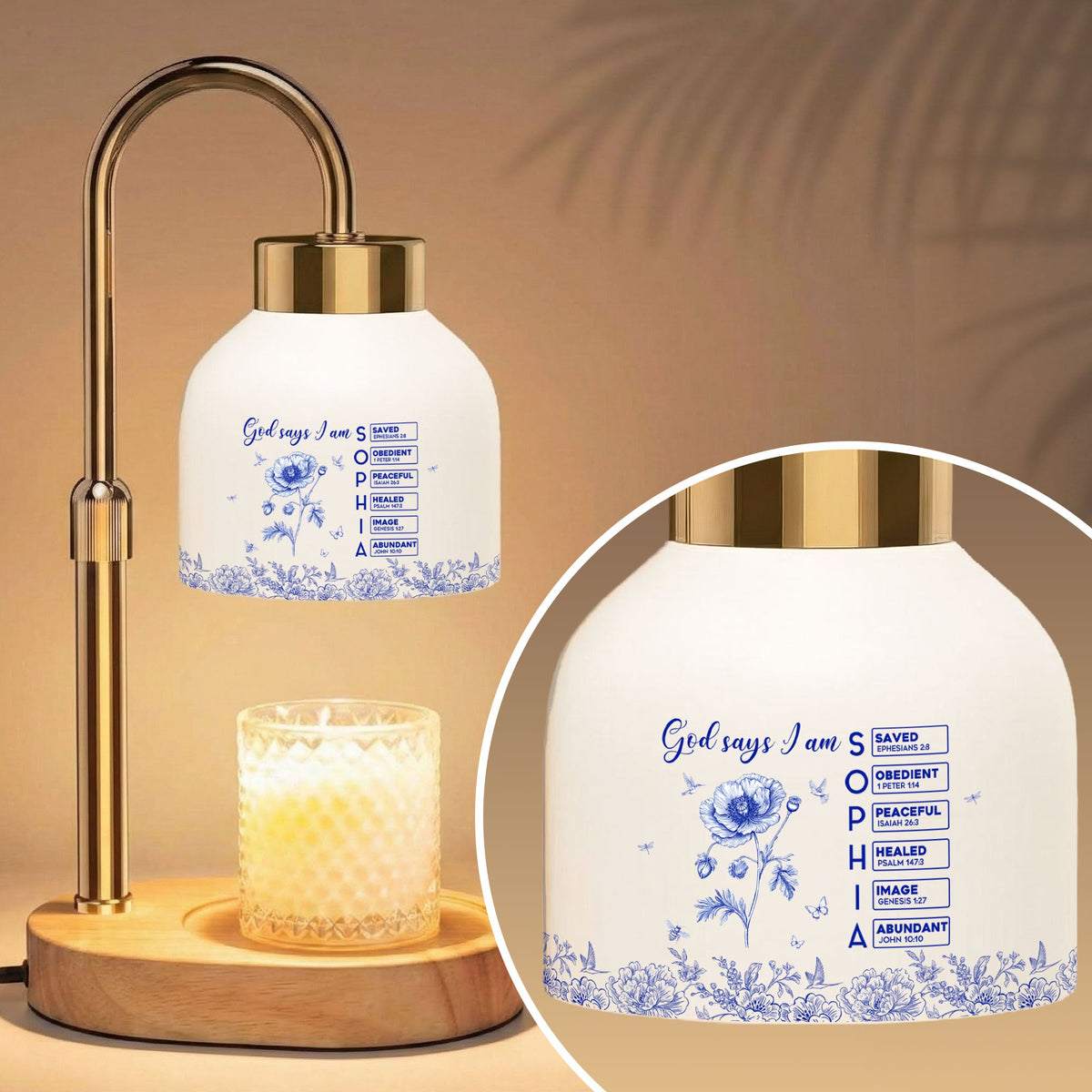 God Says I Am Name In Bible Verses Gift For Her, Wife, Mom, Daughter - Personalized Candle Warmer