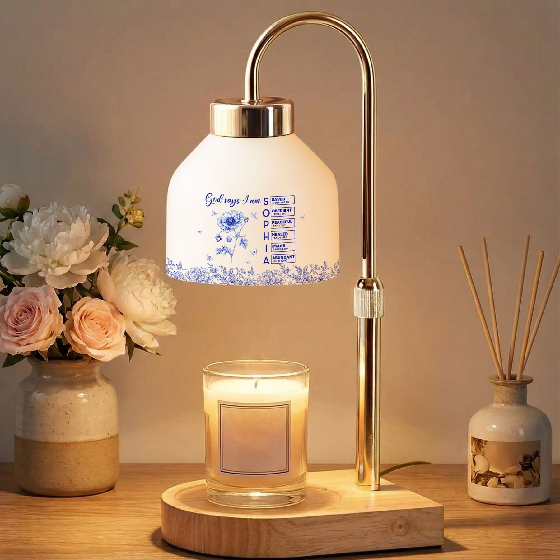 God Says I Am Name In Bible Verses Gift For Her, Wife, Mom, Daughter - Personalized Candle Warmer