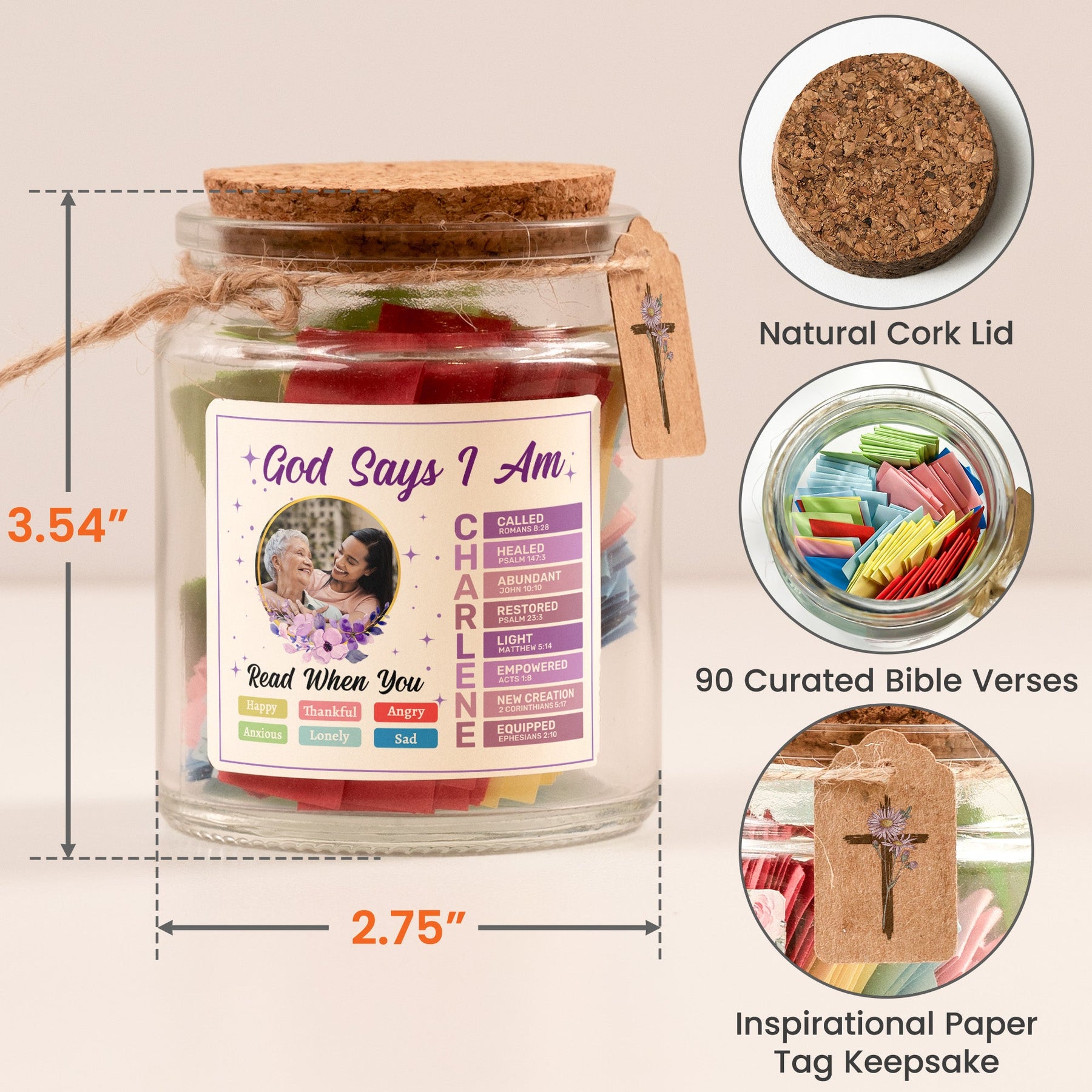 God Says I Am - Read This When You Feel - Personalized Photo Bible Verse Jar