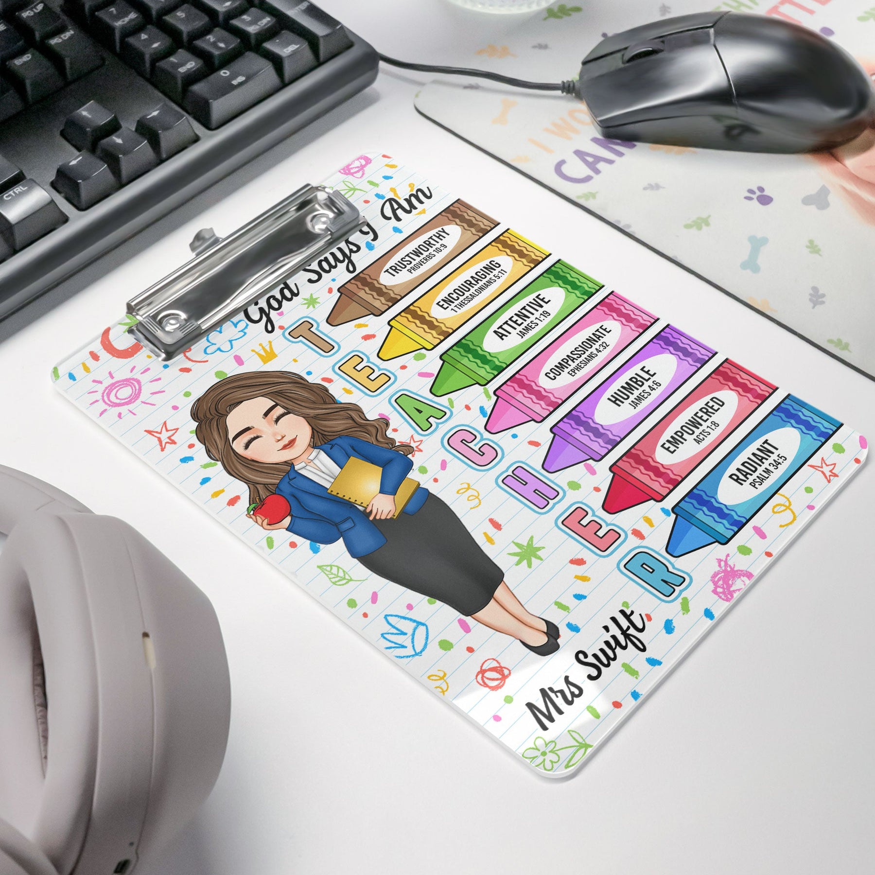 God Says I Am Teacher Christian Bible Back To School - Personalized Acrylic Clipboard