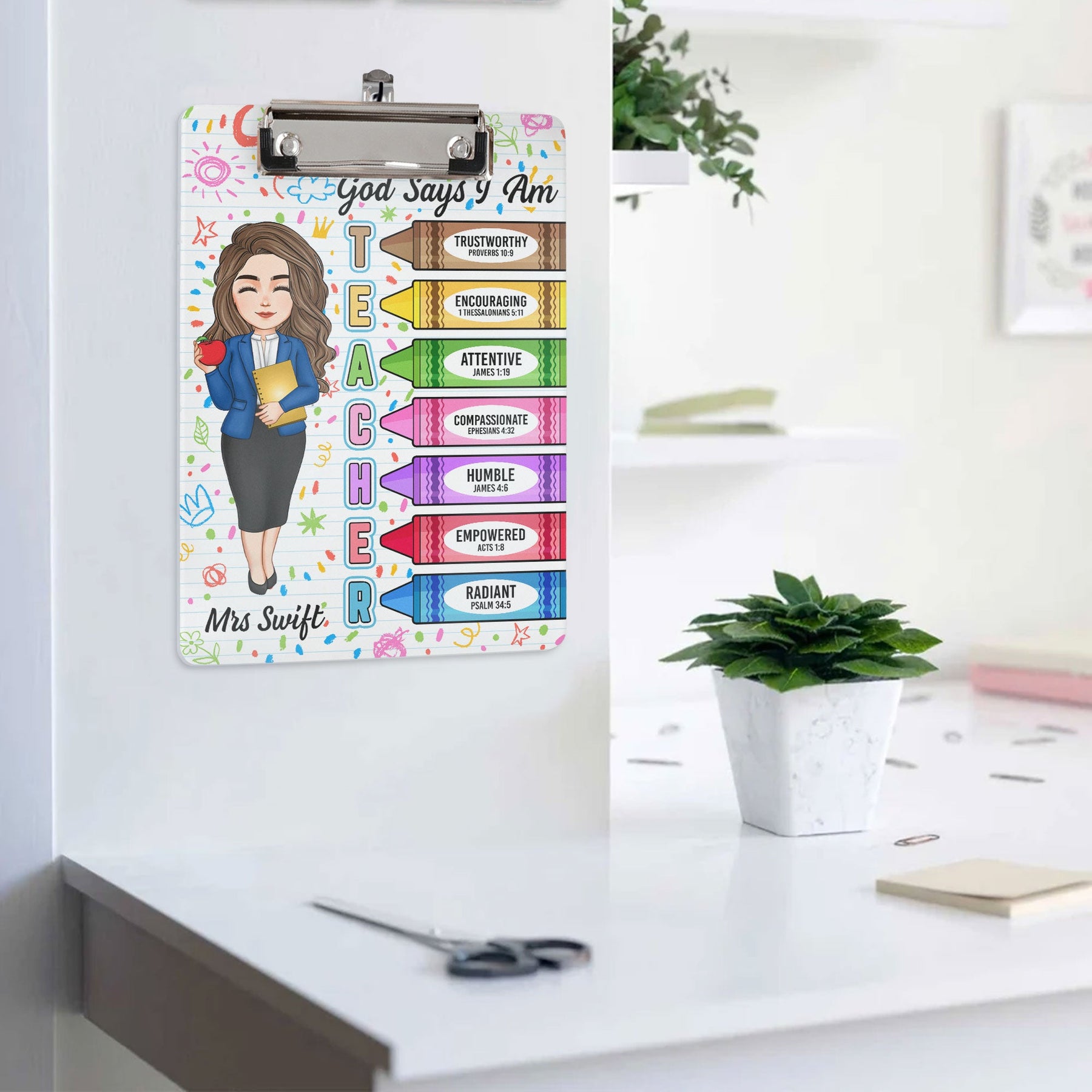 God Says I Am Teacher Christian Bible Back To School - Personalized Acrylic Clipboard
