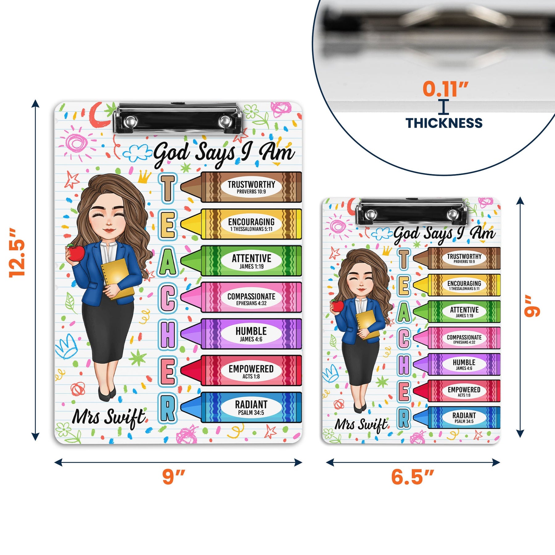 God Says I Am Teacher Christian Bible Back To School - Personalized Acrylic Clipboard