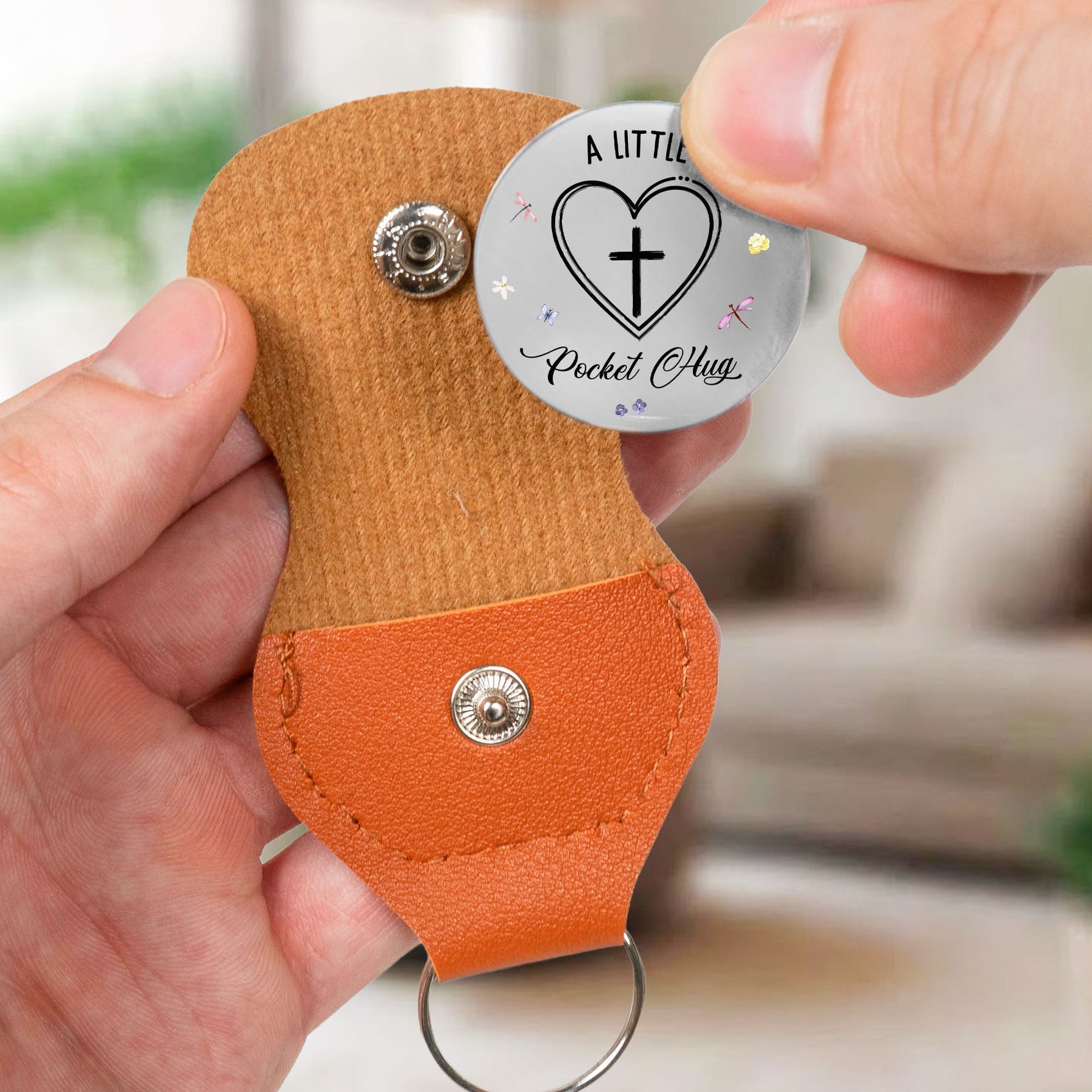 God Says You Are - Christian Gifts Custom Birth Flower - Personalized Leather Pocket Hug