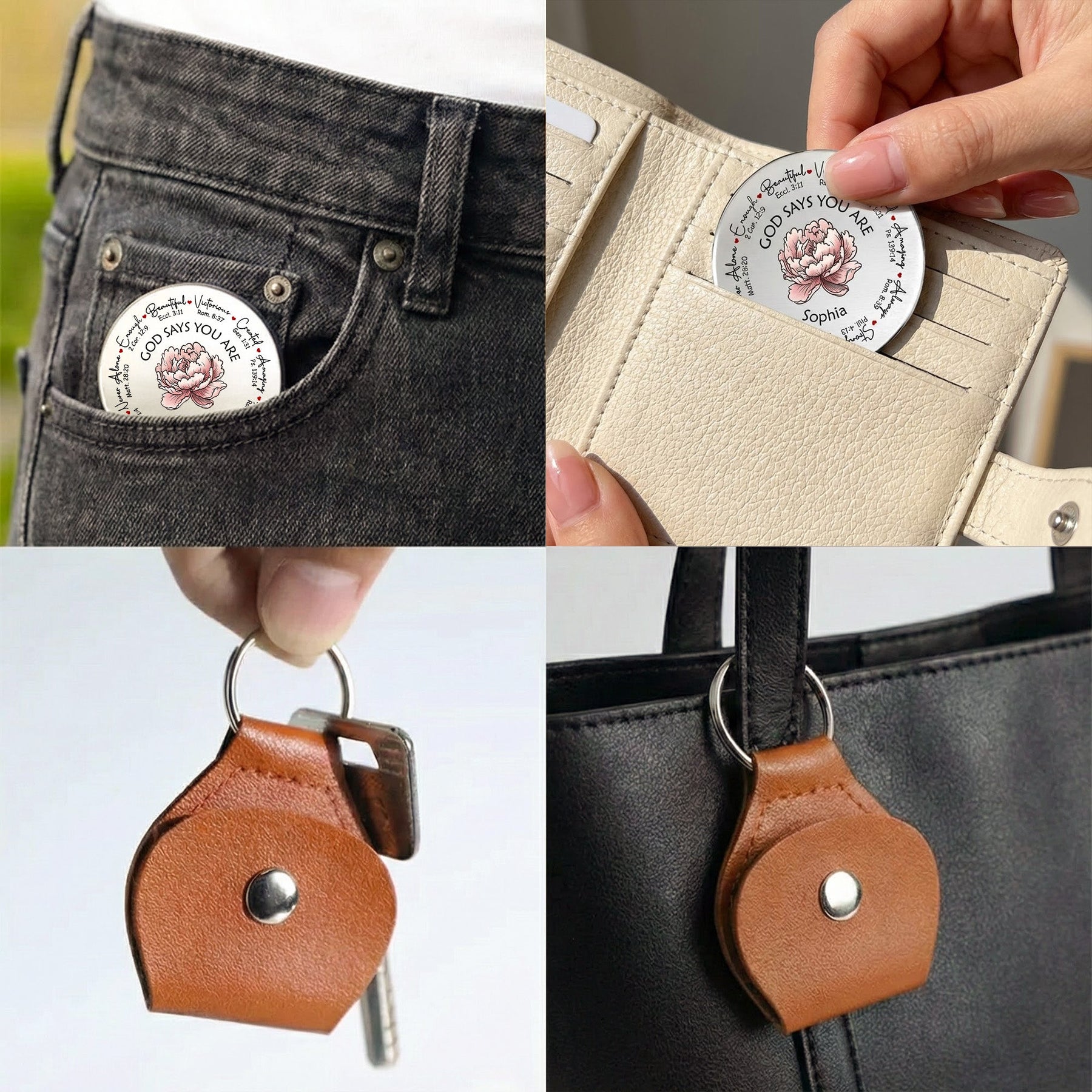 God Says You Are - Pocket Hug Token Christian Gifts Keepsake For Her - Personalized Leather Pocket Hug