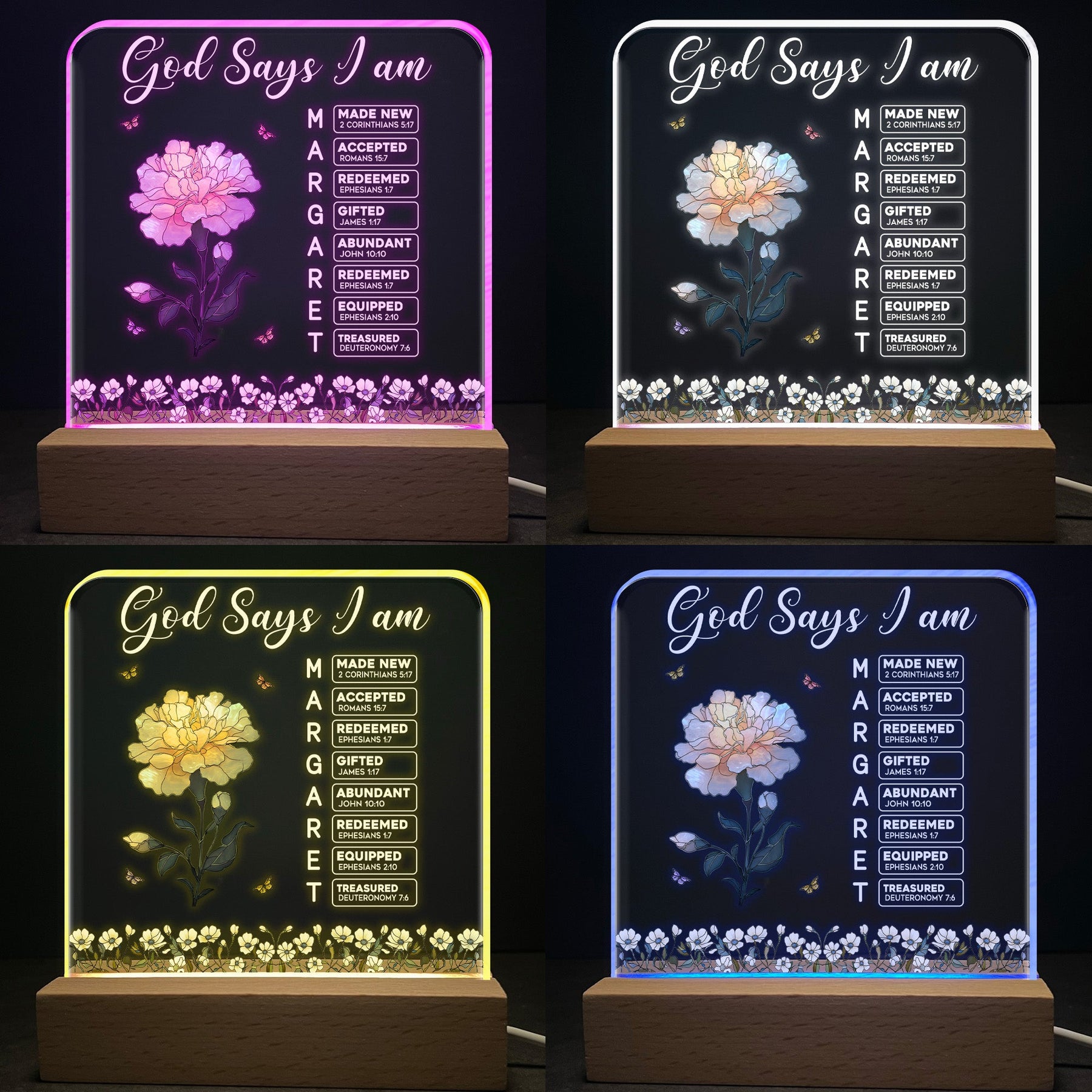 God Says You Are With Name Letter In Bible - Personalized LED Light