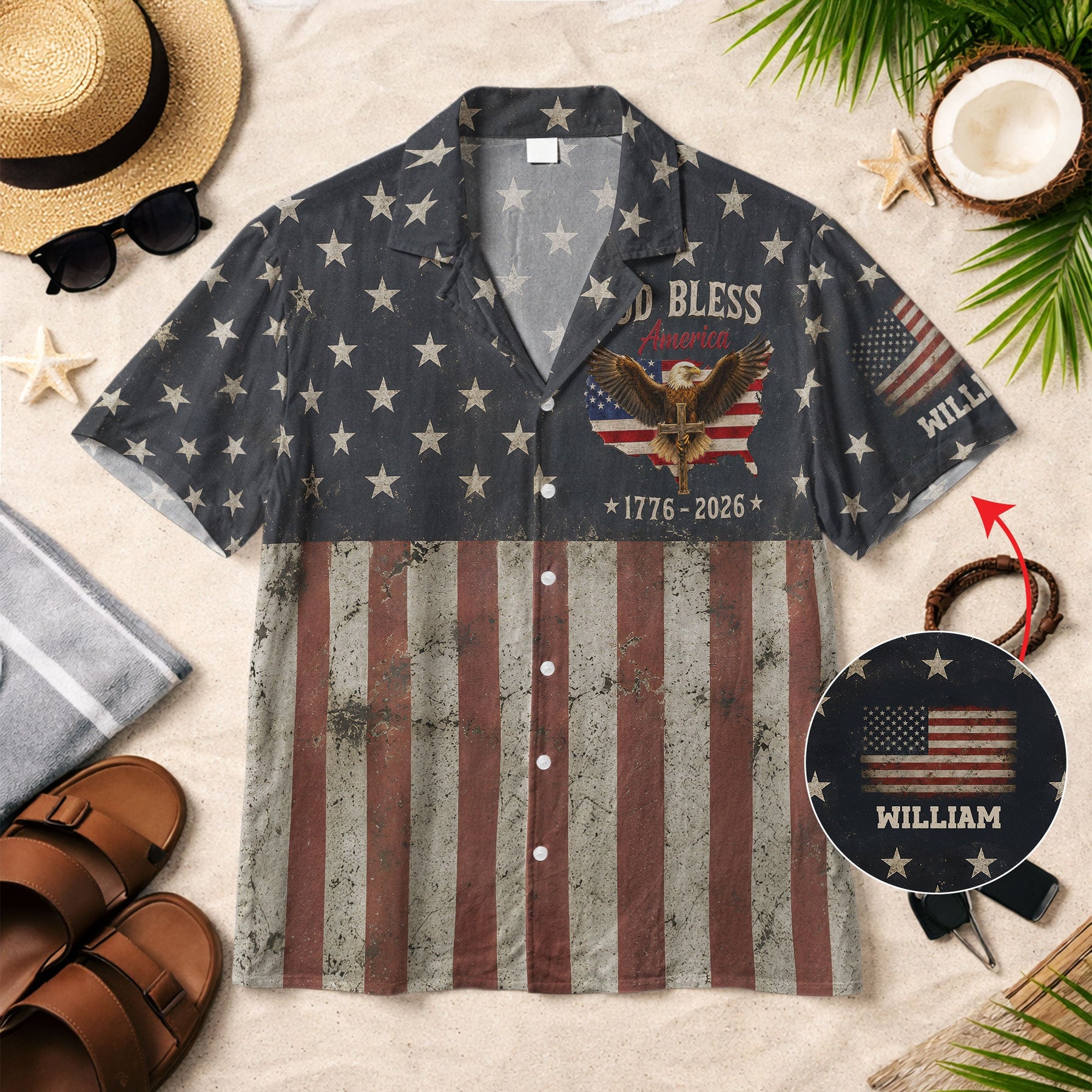God Bless America 1776-2026 - Personalized Hawaiian Shirt