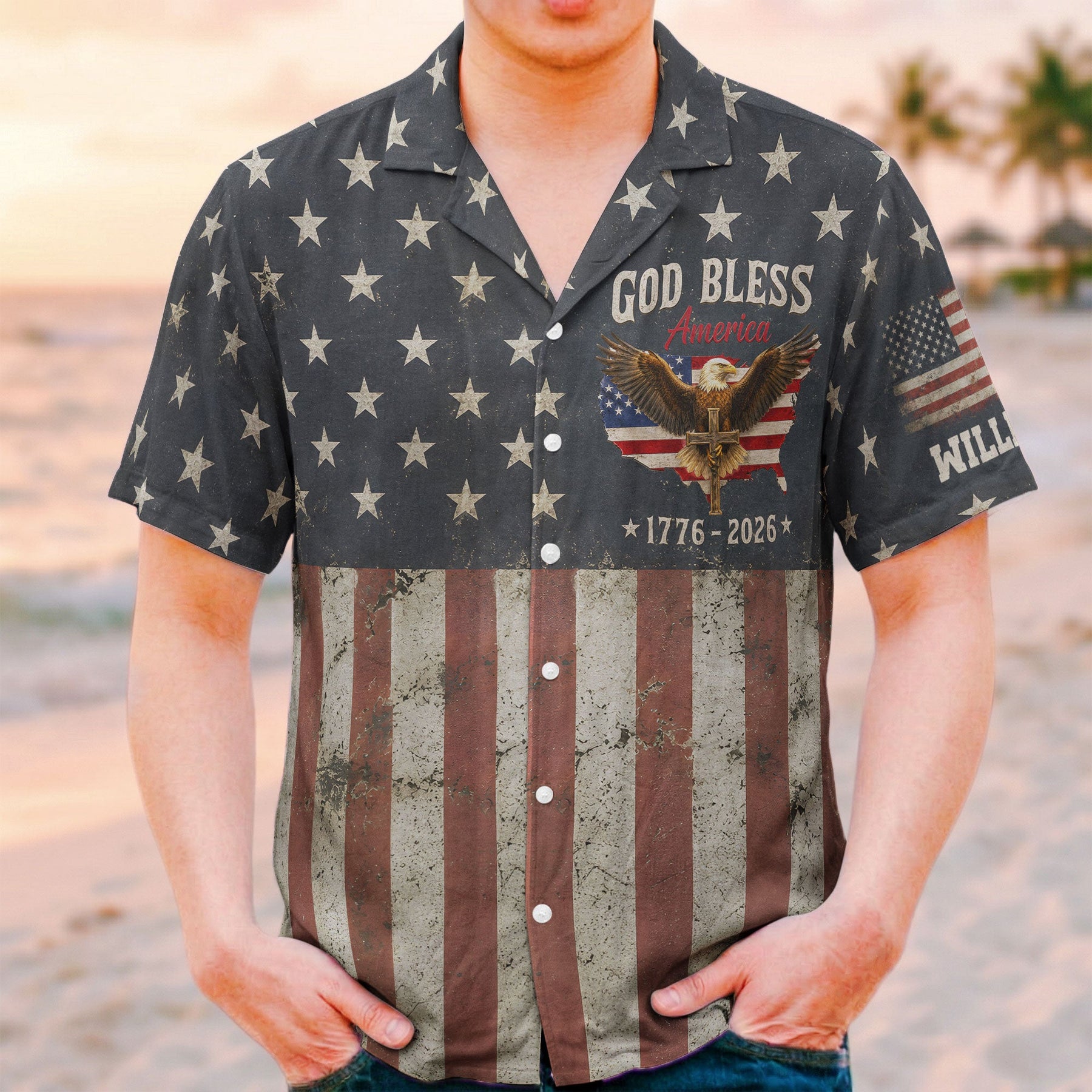 God Bless America 1776-2026 - Personalized Hawaiian Shirt