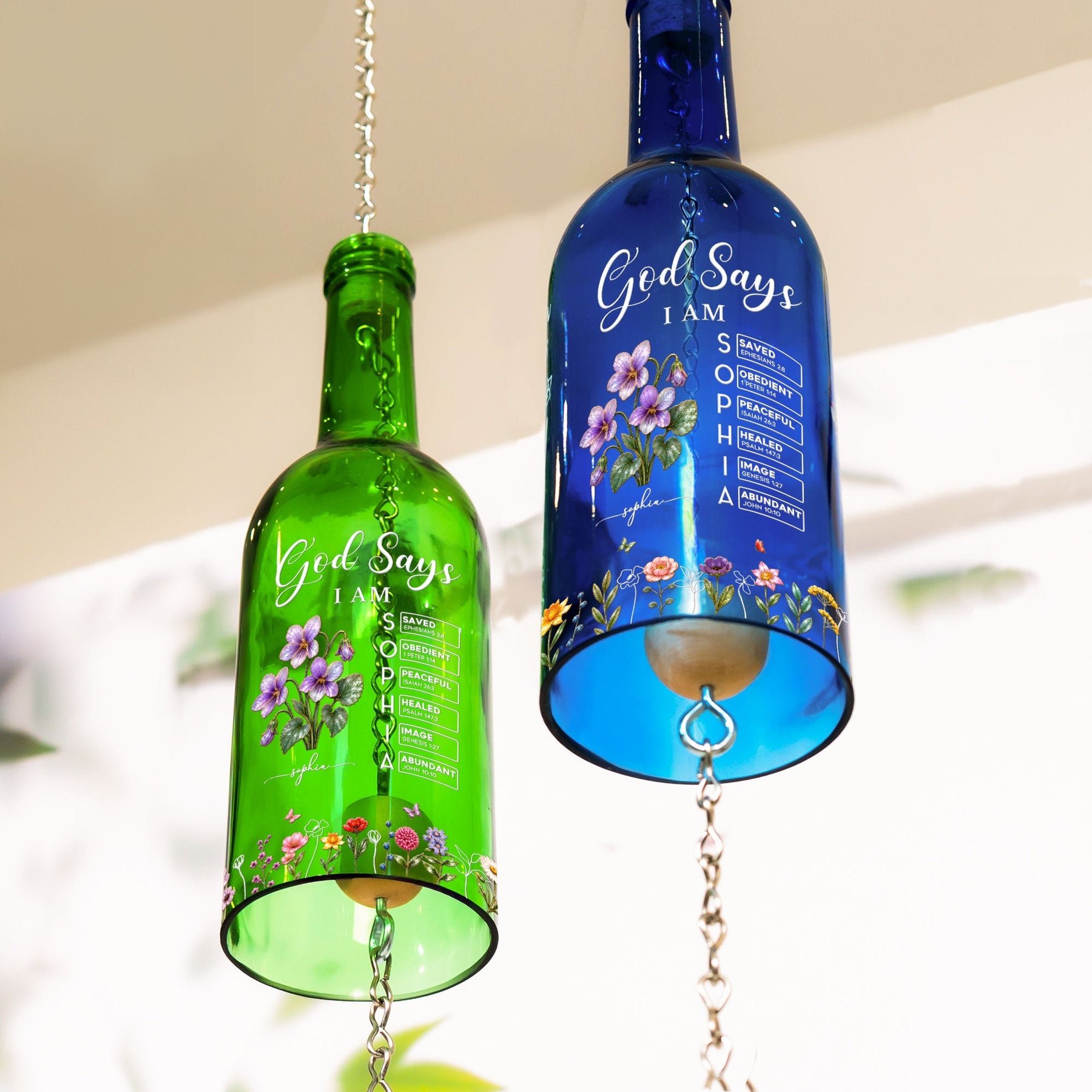 God Says I Am Mother Of Pearl Birth Flower Gift For Her - Personalized Wind Chime