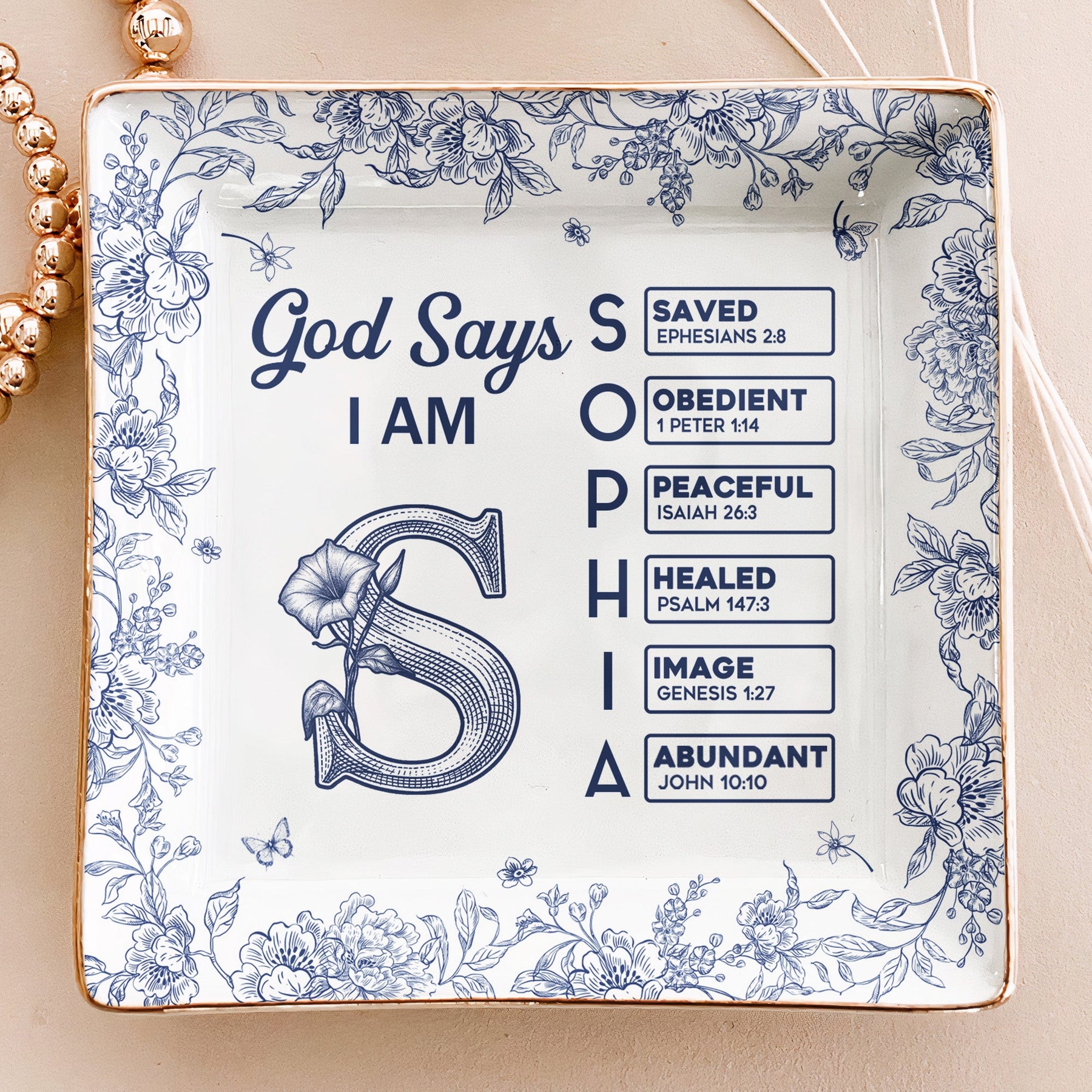 Gods Says I Am Custom Name In Bible Verse New Version - Personalized Jewelry Dish