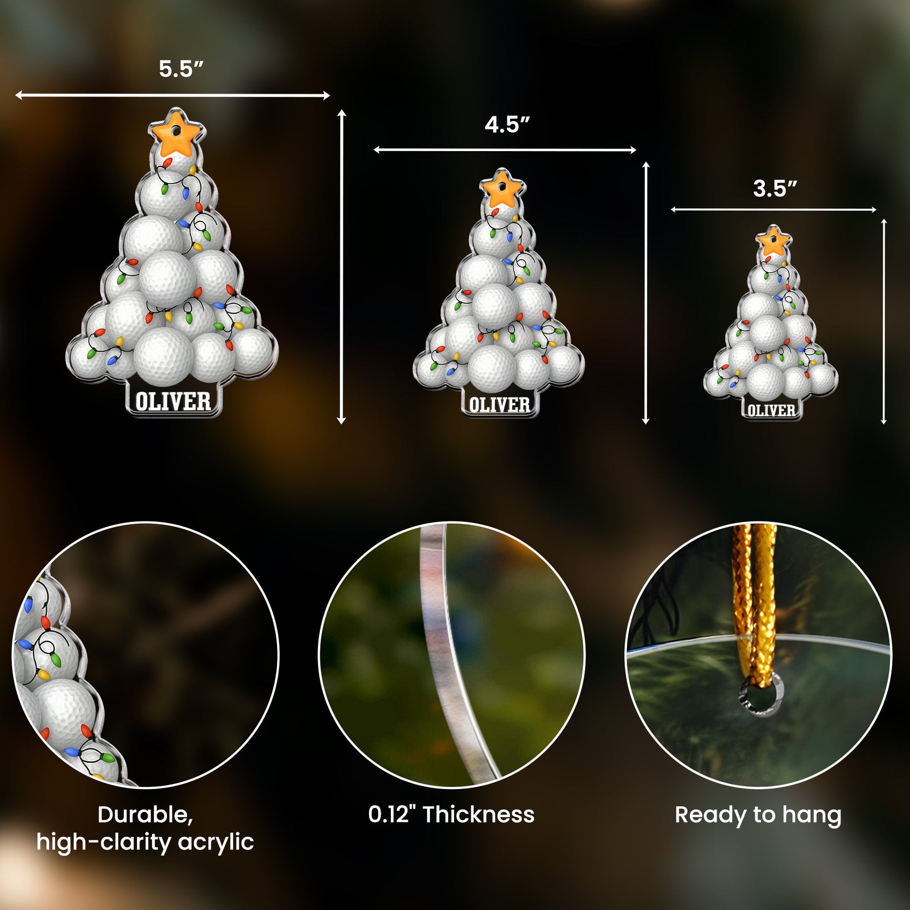 Golf Christmas Tree - Personalized Acrylic Ornament