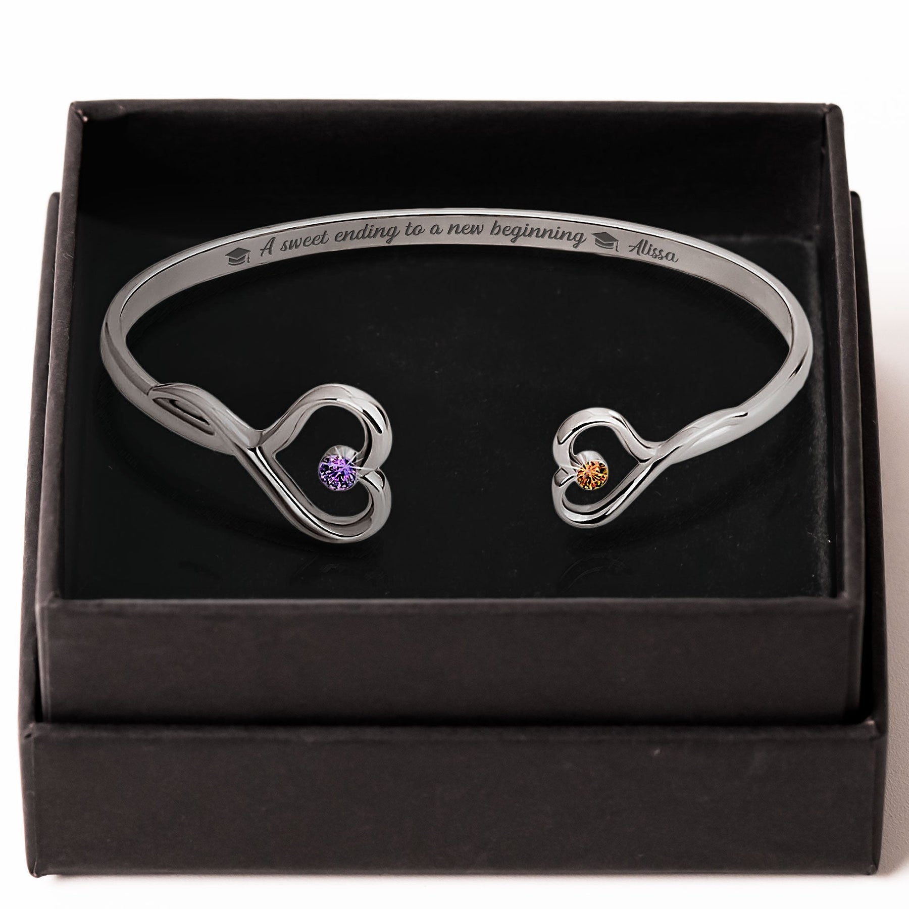 Graduation Bracelet A Sweet Ending To A New Beginning - Personalized Heart Bracelet
