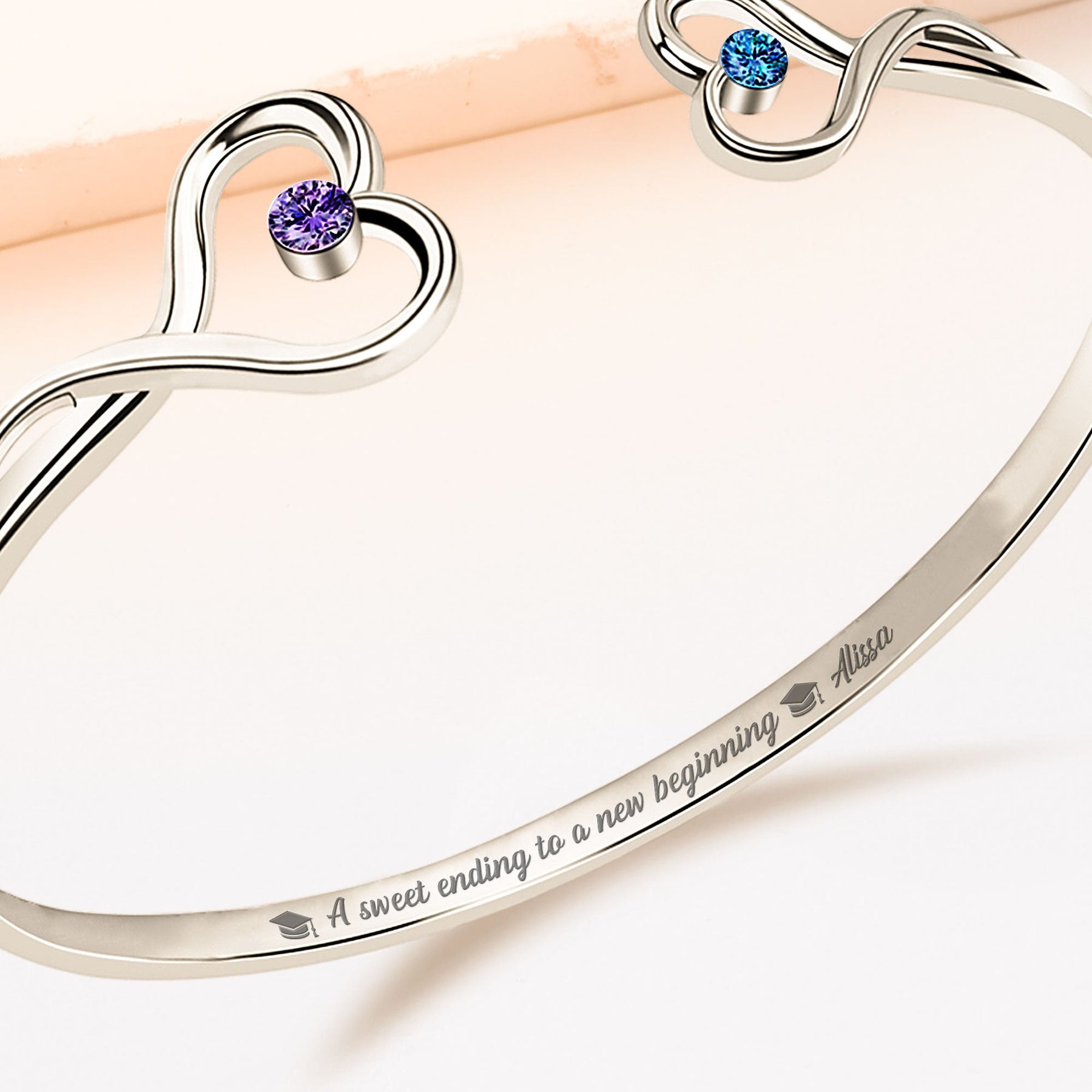 Graduation Bracelet A Sweet Ending To A New Beginning - Personalized Heart Bracelet