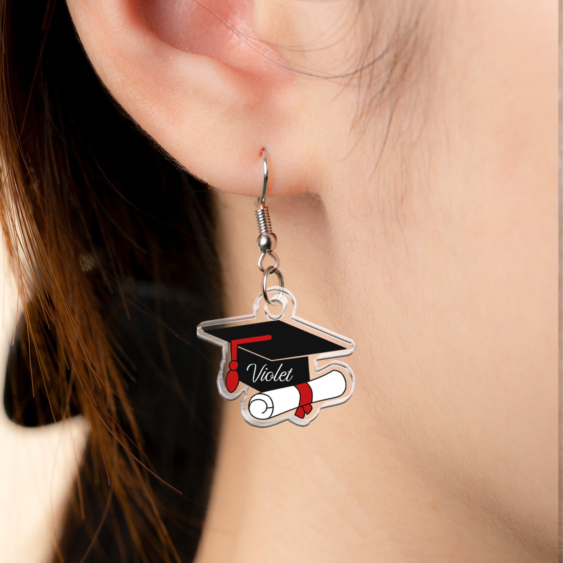 Graduation Cap - Personalized Acrylic Earrings