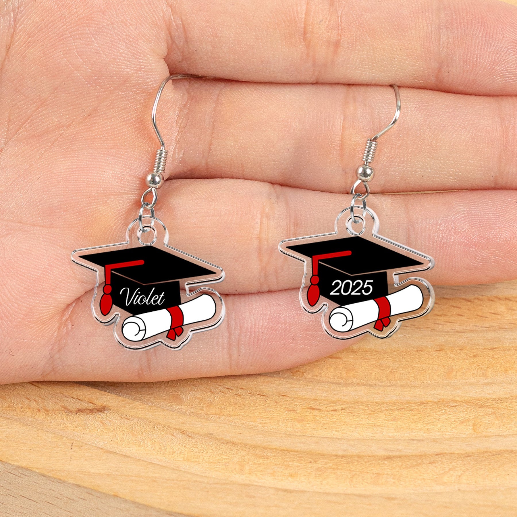 Graduation Cap - Personalized Acrylic Earrings
