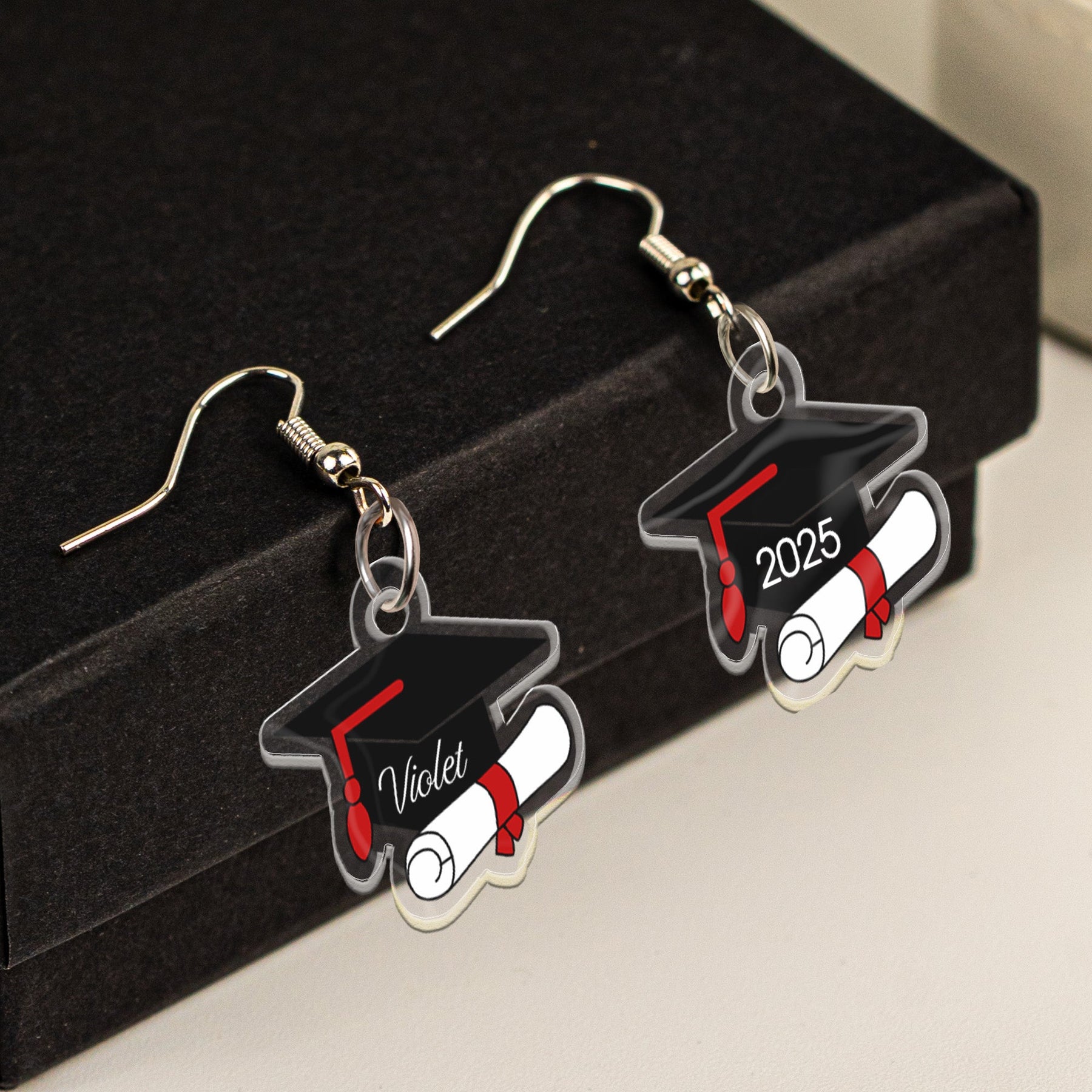 Graduation Cap - Personalized Acrylic Earrings
