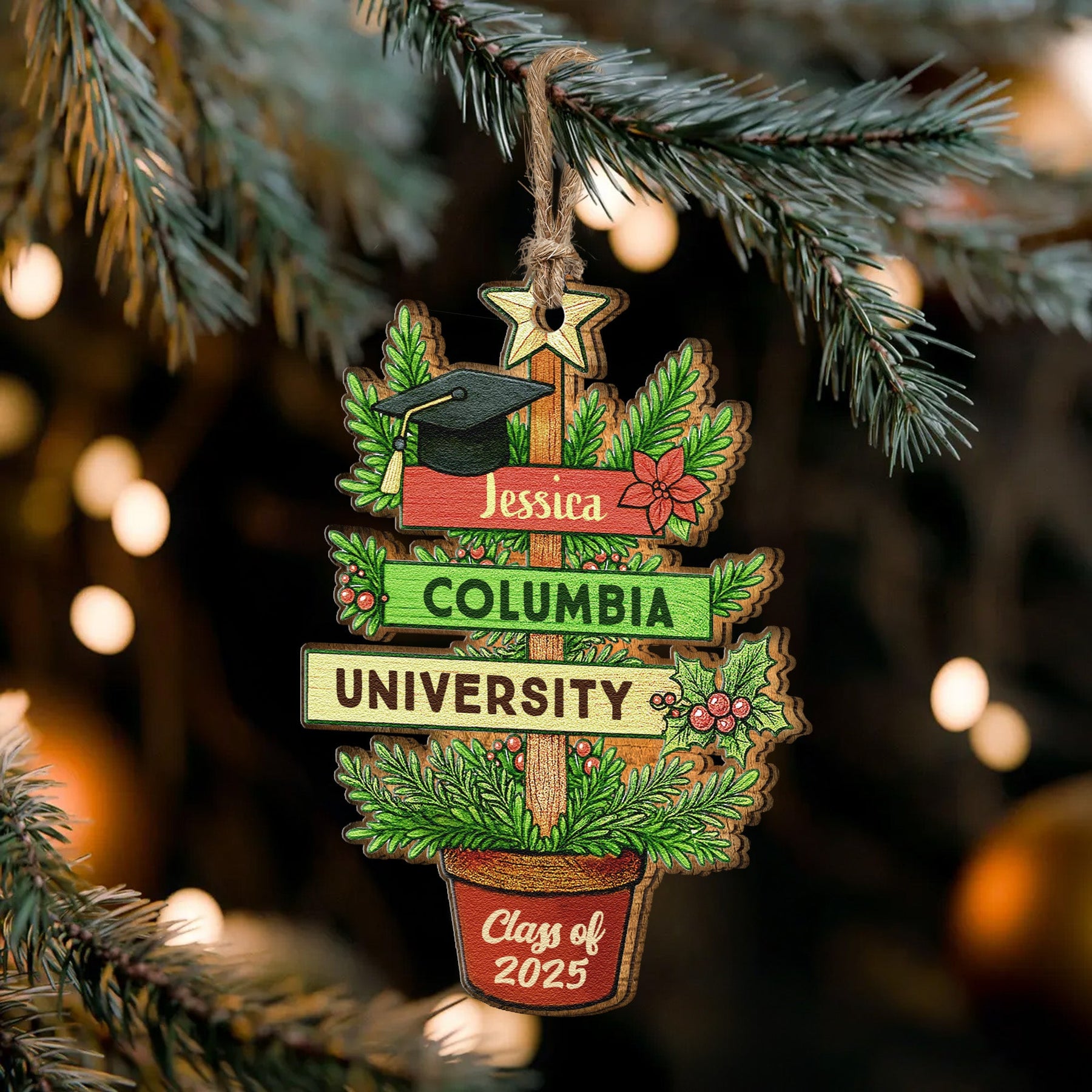 Graduation Christmas Tree - Graduation Gift - Personalized Wooden Ornament