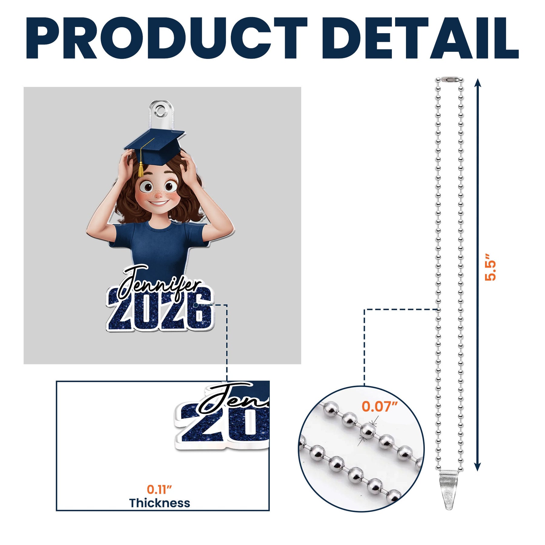 Graduation Custom Name - Personalized Rear View Mirror Accessory