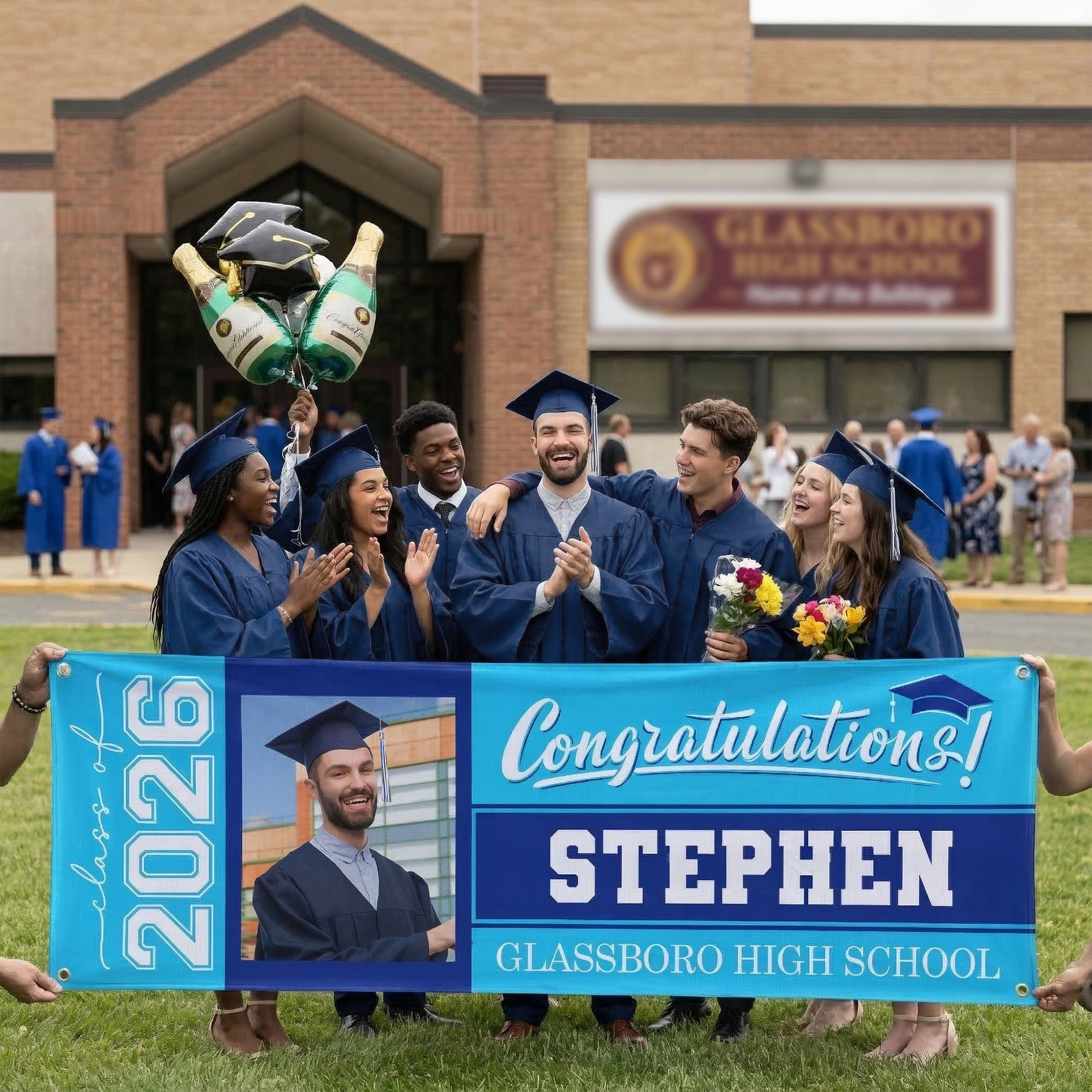 Graduation Custom Photo, Name & School - Personalized Banner
