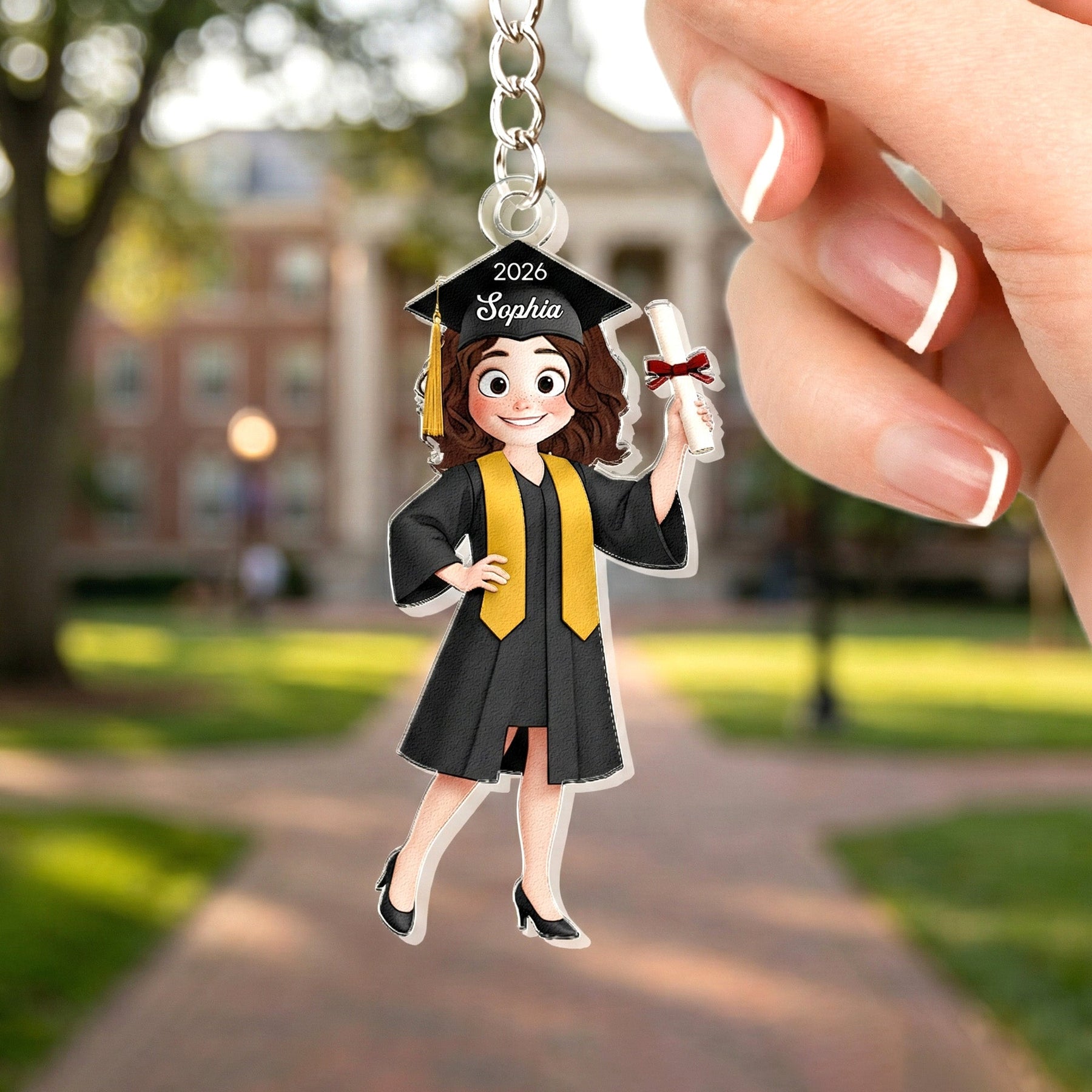 Graduation Cute Cartoon Gift For Him Her - Personalized Acrylic Keychain