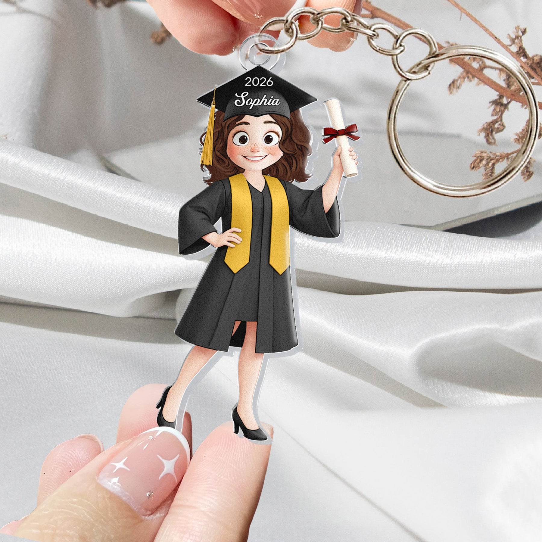 Graduation Cute Cartoon Gift For Him Her - Personalized Acrylic Keychain