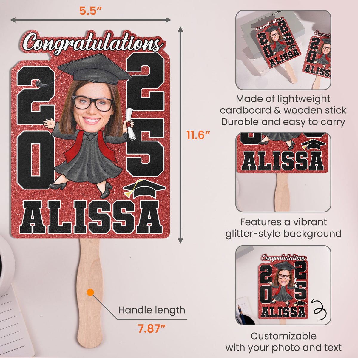 Graduation Fan We're So Proud Of You - Custom Graduation Fan With Picture