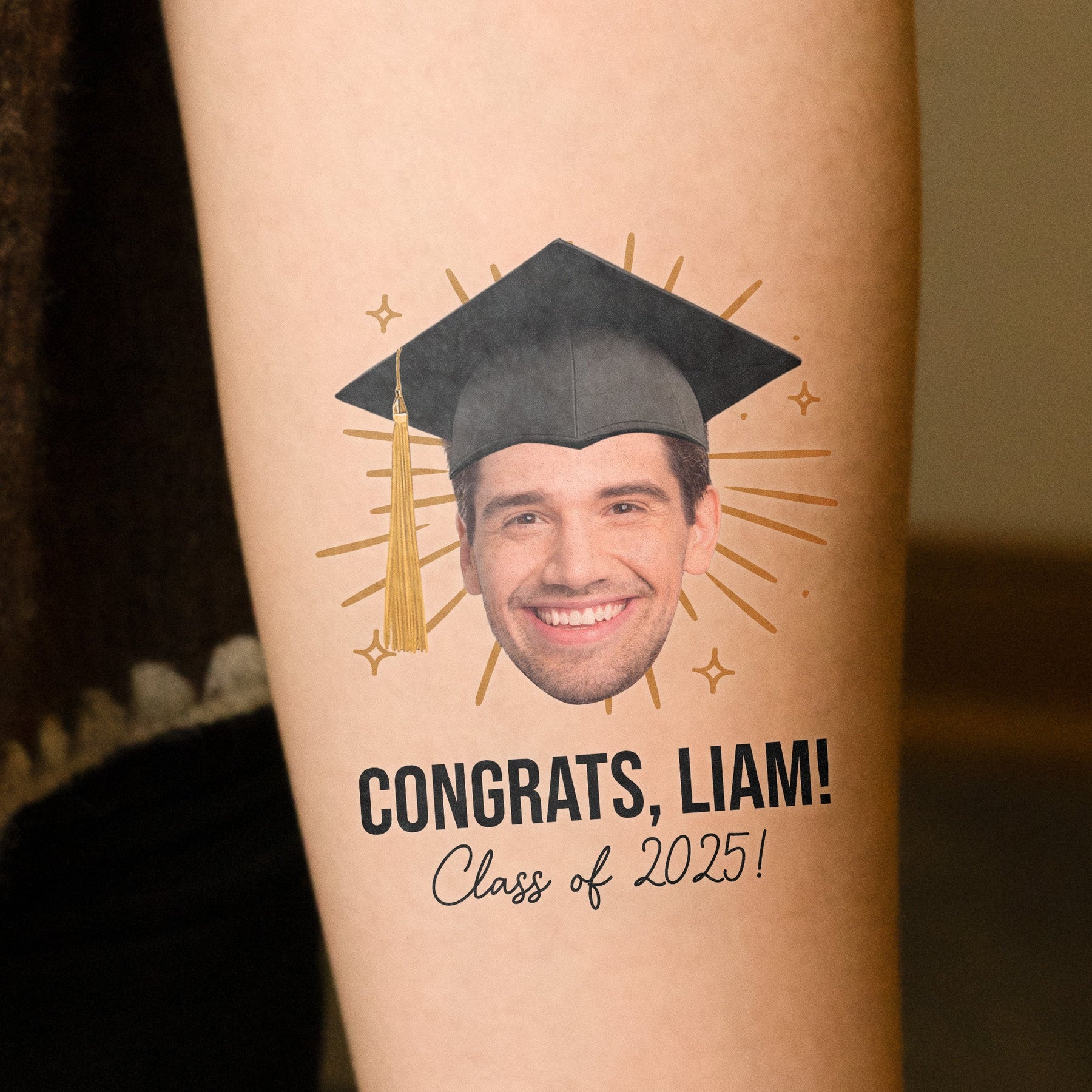 Graduation Funny Tattoo Custom Face - Personalized Photo Tattoo