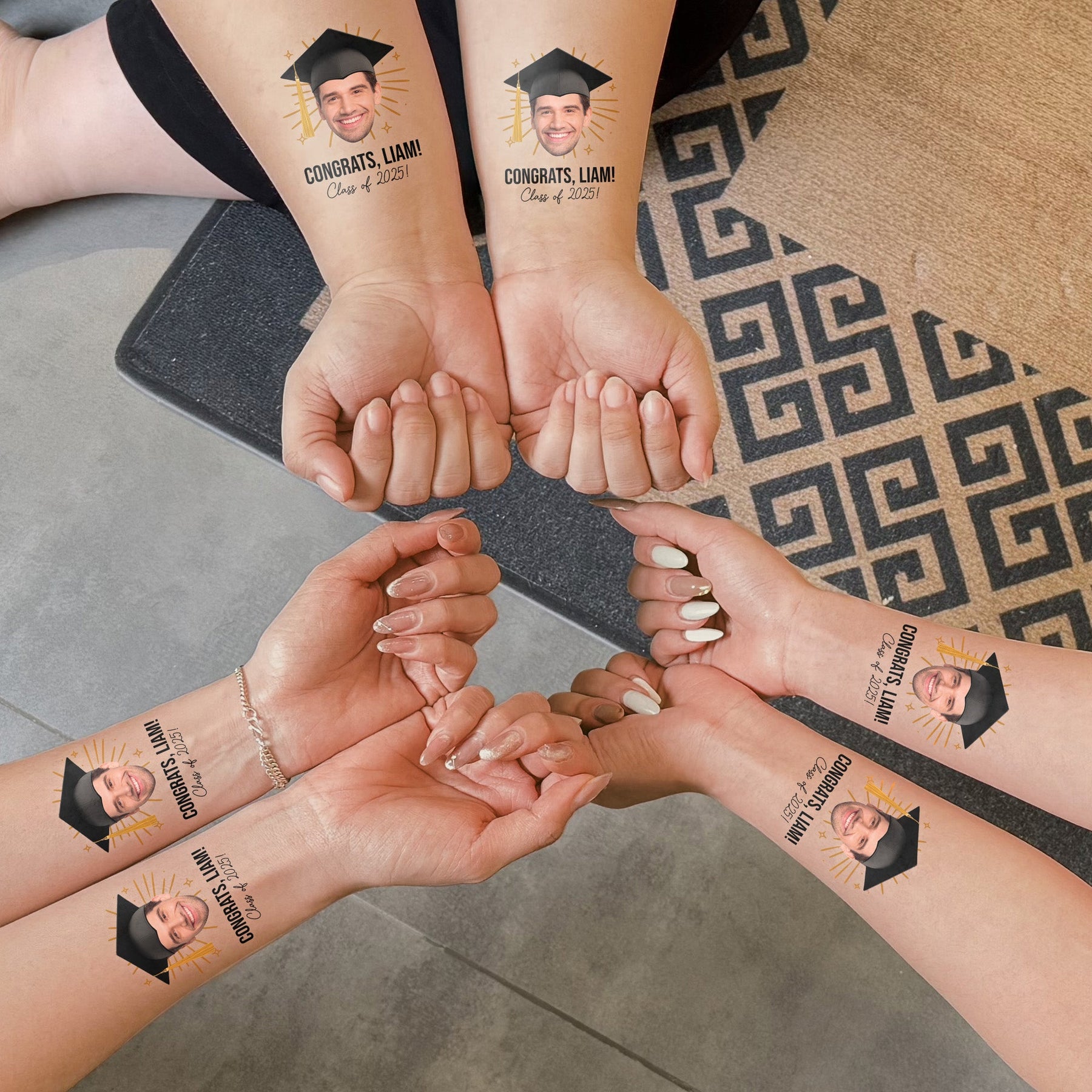 Graduation Funny Tattoo Custom Face - Personalized Photo Tattoo