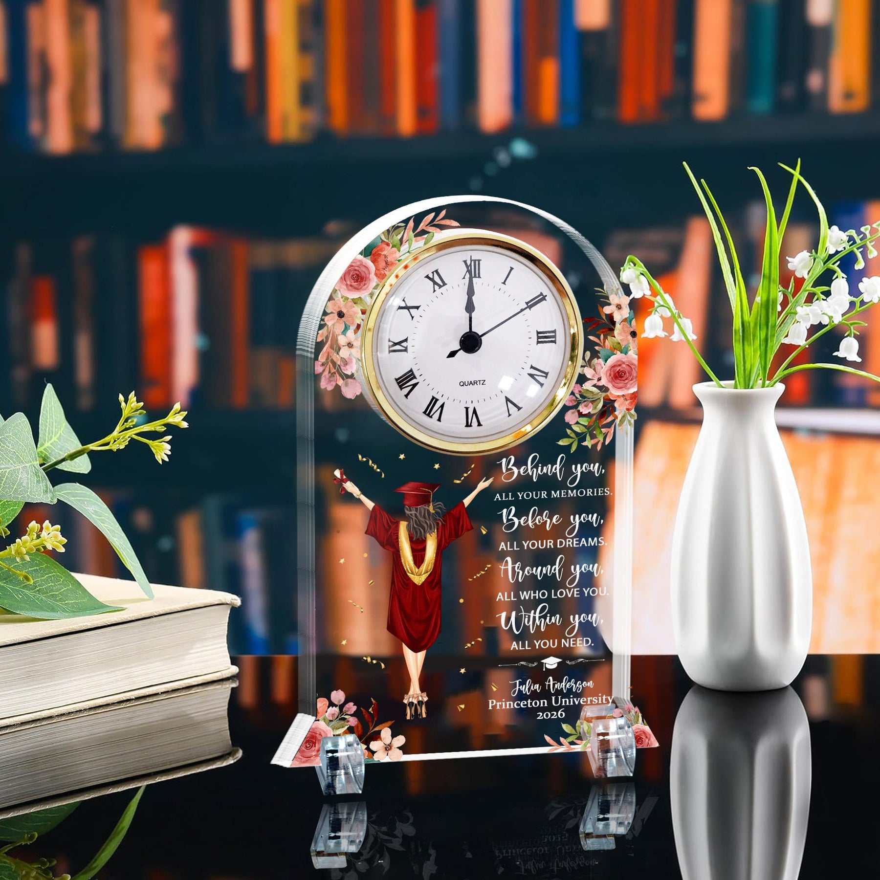 Graduation Gift - Behind You All Your Memories - Personalized Acrylic Desk Clock