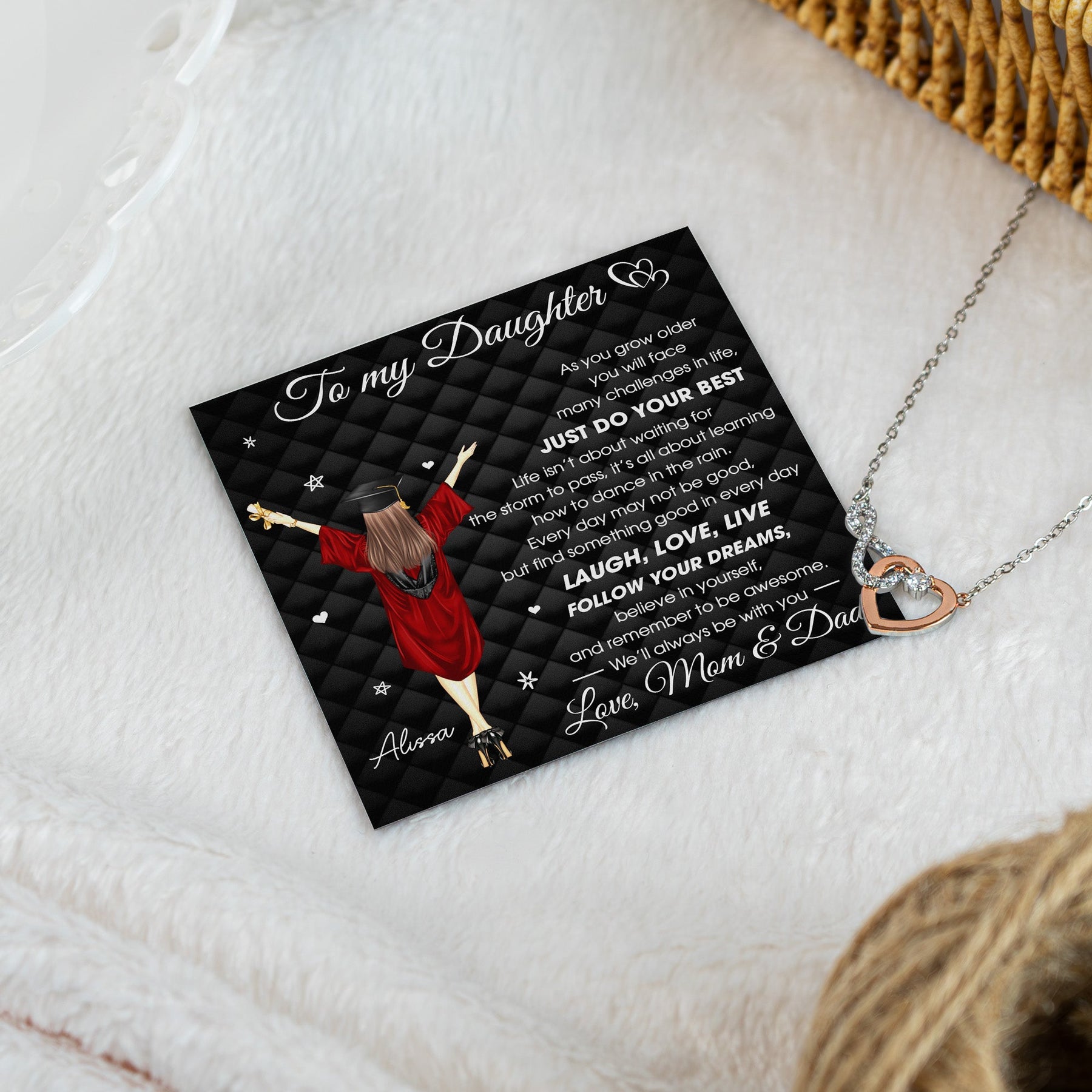 Graduation Gift Daughter Just Do Your Best - Personalized Infinity Heart Necklace