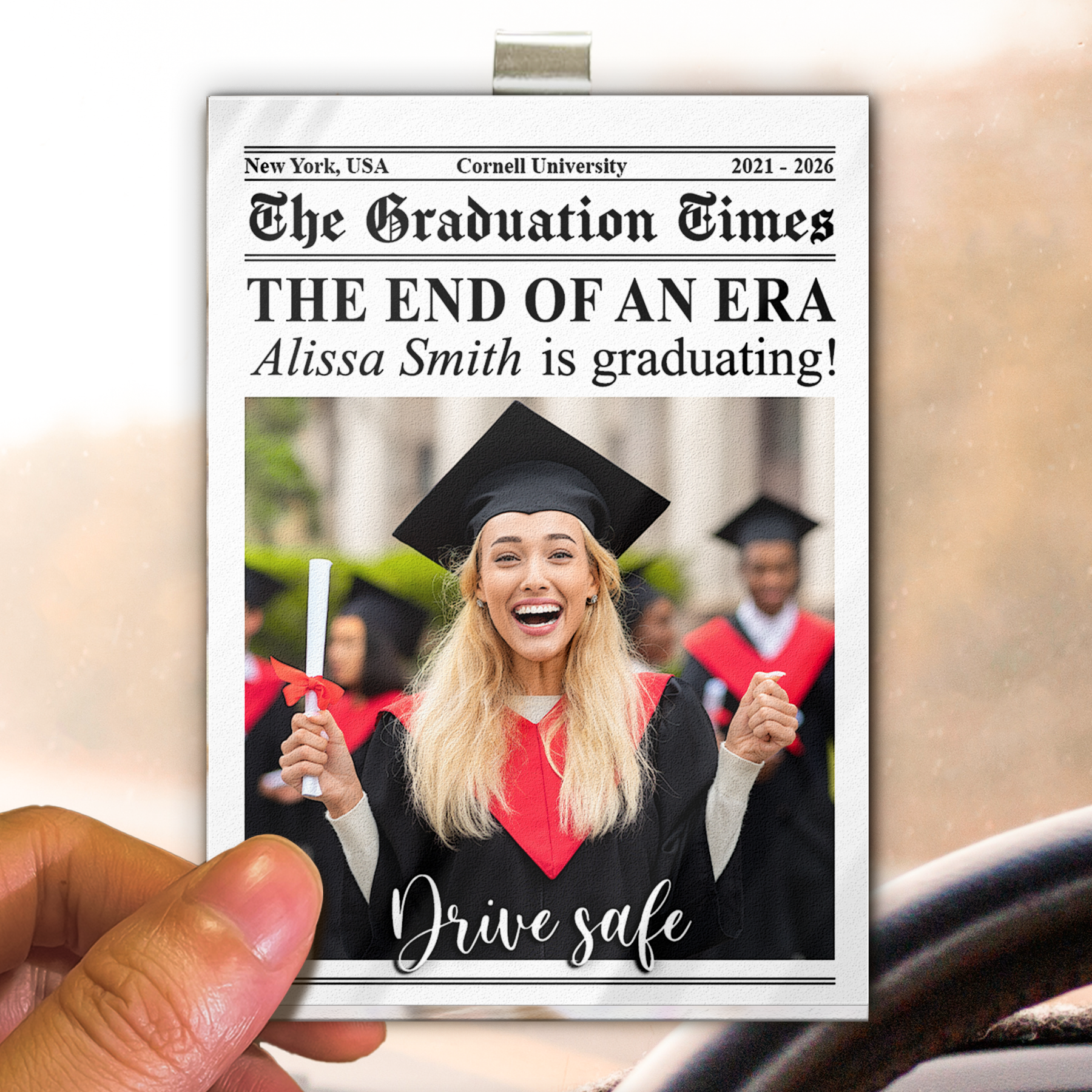 Graduation Gift Drive Safe The End Of An Era - Personalized Acrylic Photo Visor Clip