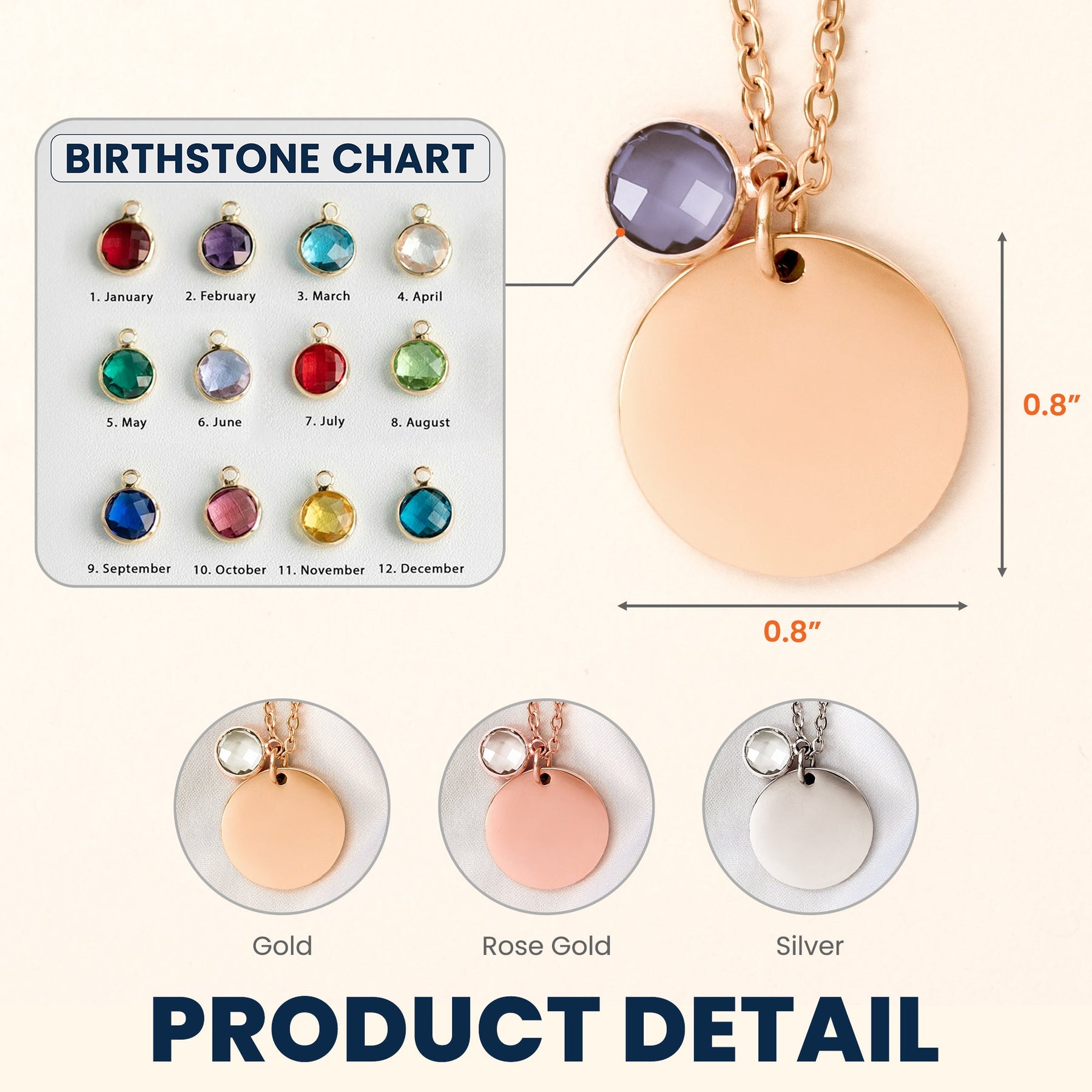Graduation Necklace Custom Name And Birthstone - Personalized Birthstone Necklace