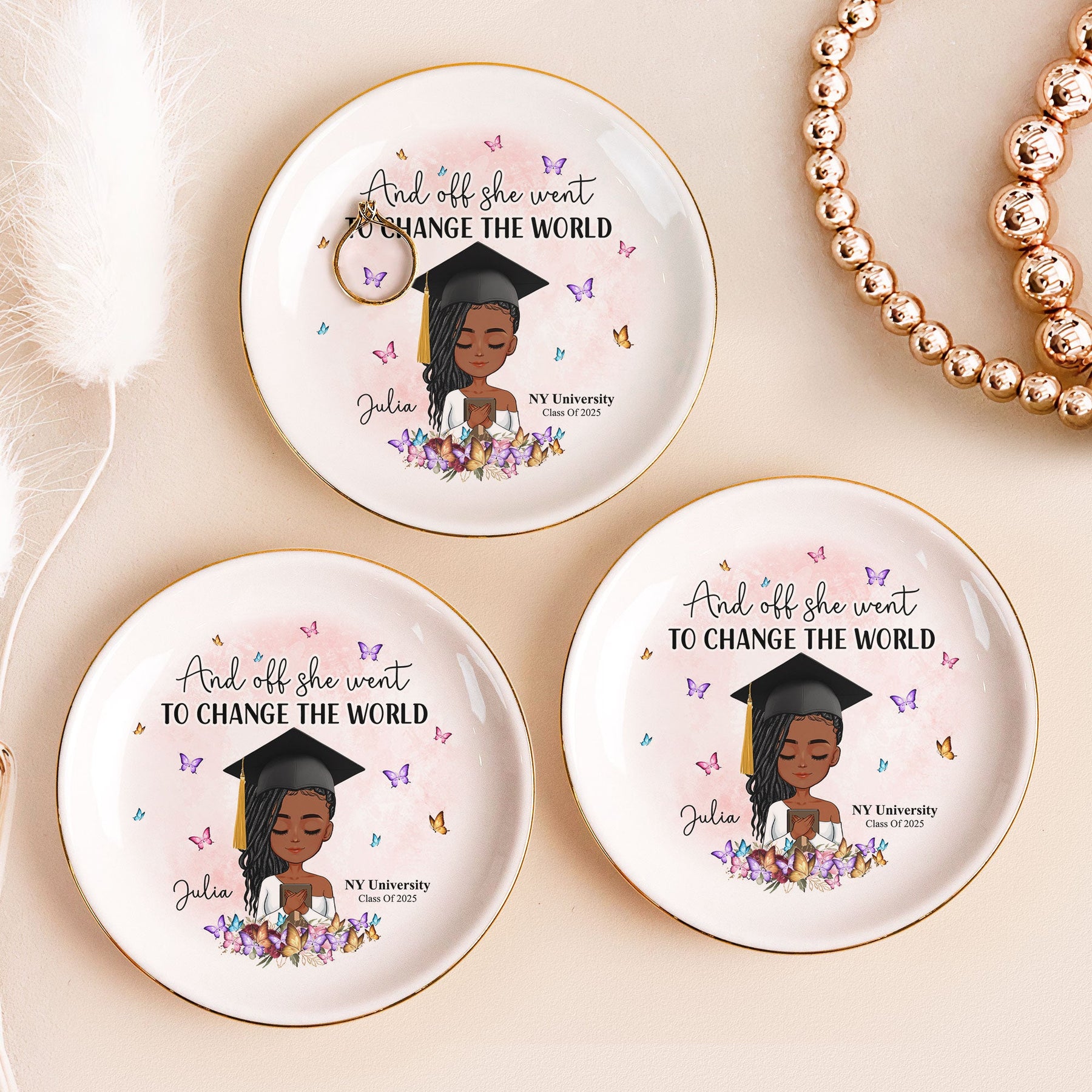 Graduation She Went To Change The World - Personalized Jewelry Dish