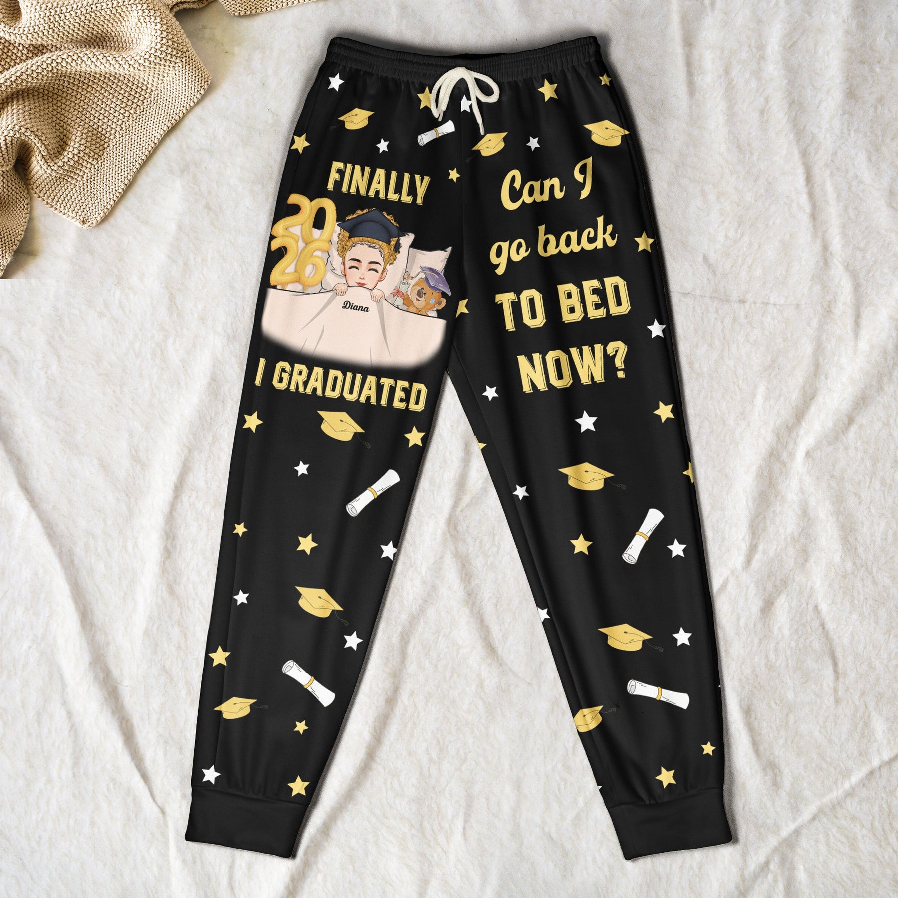 Graduation Gift I Graduated Can I Go Back To Bed - Personalized Sweatpants, Lounge Pants With Pockets