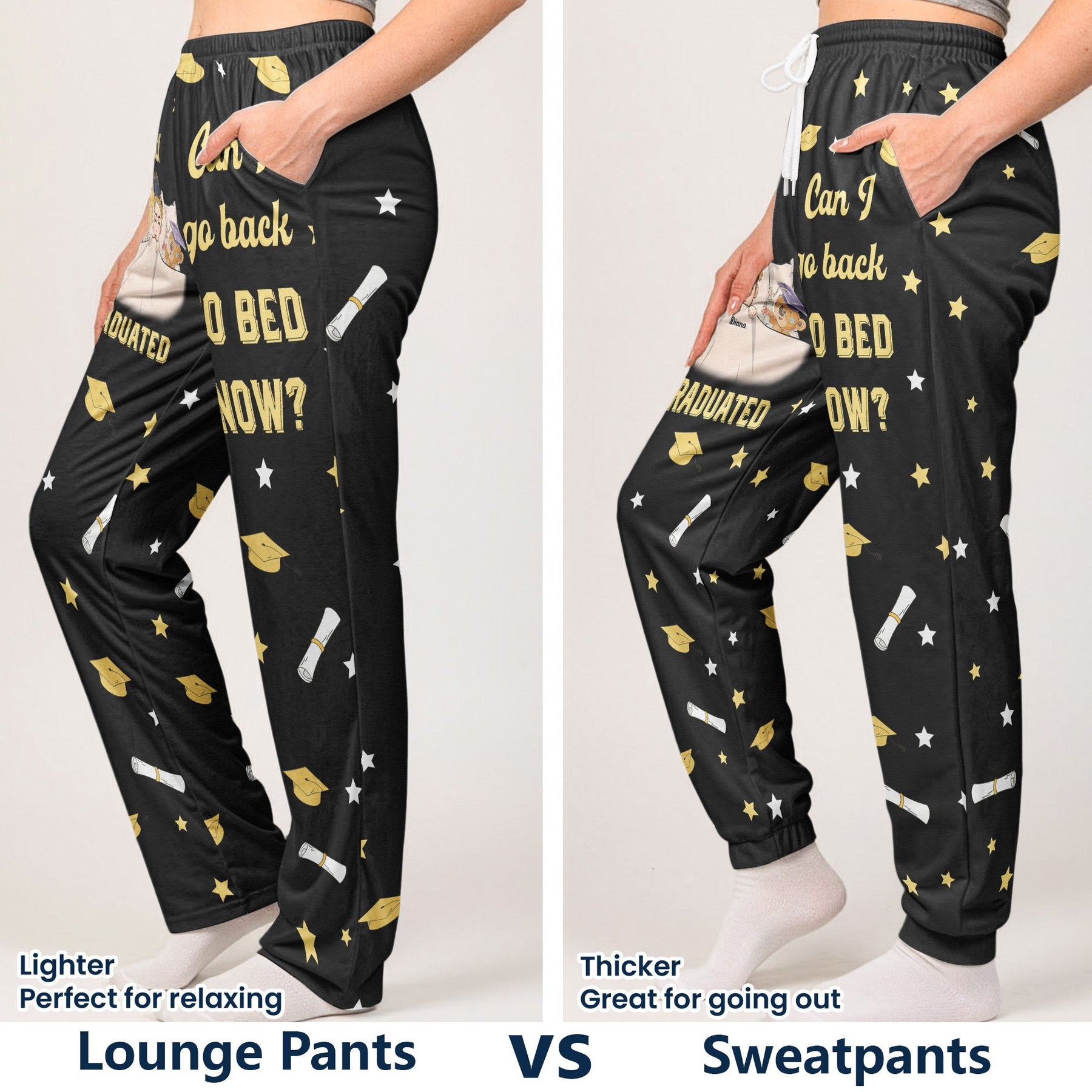 Graduation Gift I Graduated Can I Go Back To Bed - Personalized Sweatpants, Lounge Pants With Pockets