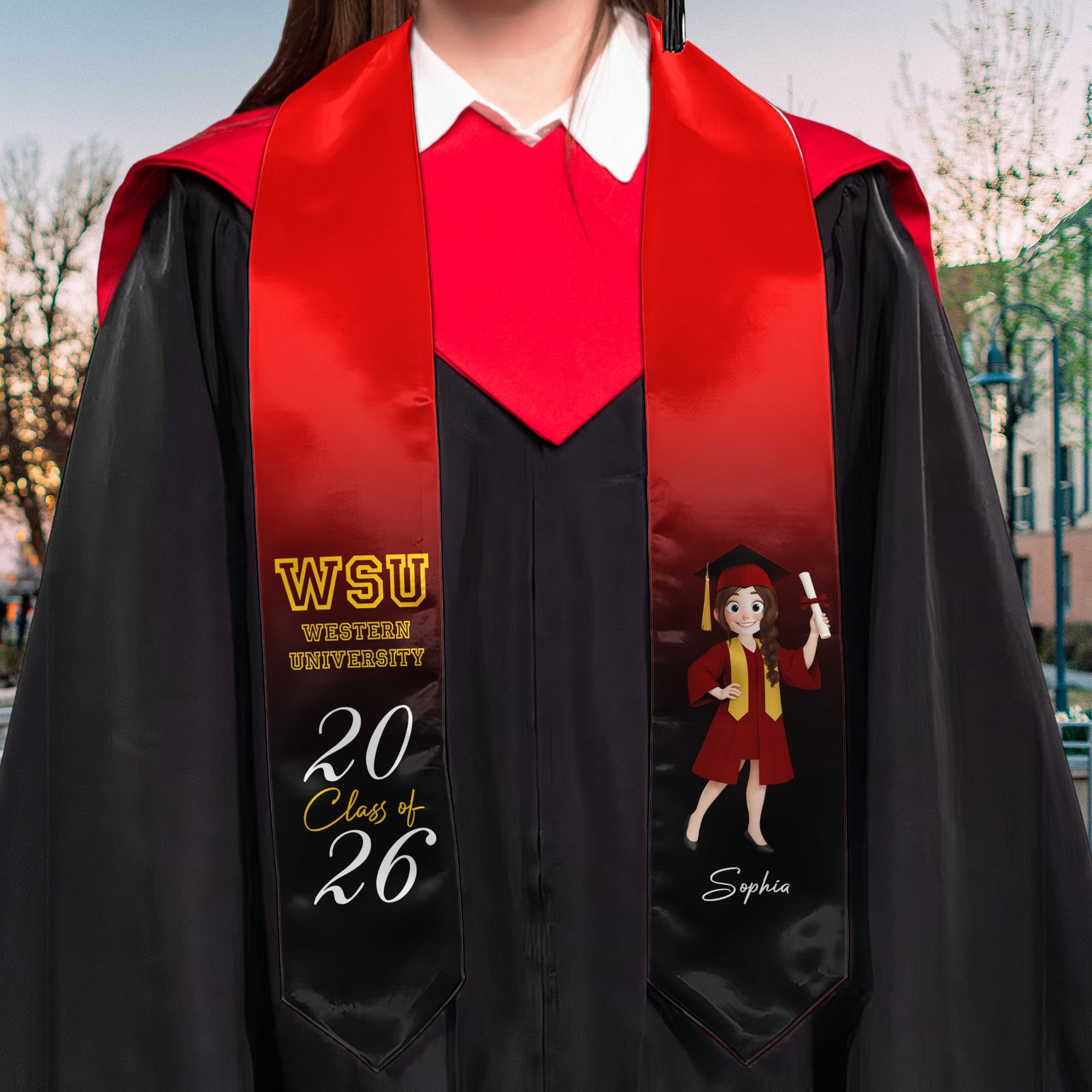 Graduation Cartoon - Personalized Graduation Stole
