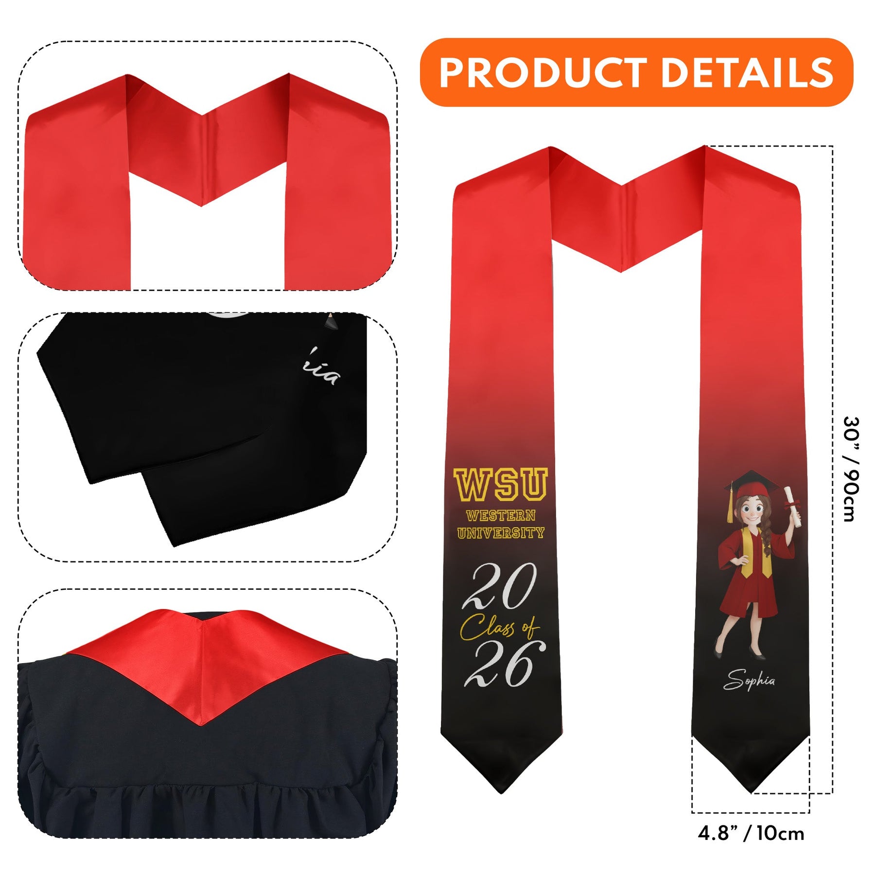 Graduation Cartoon - Personalized Graduation Stole