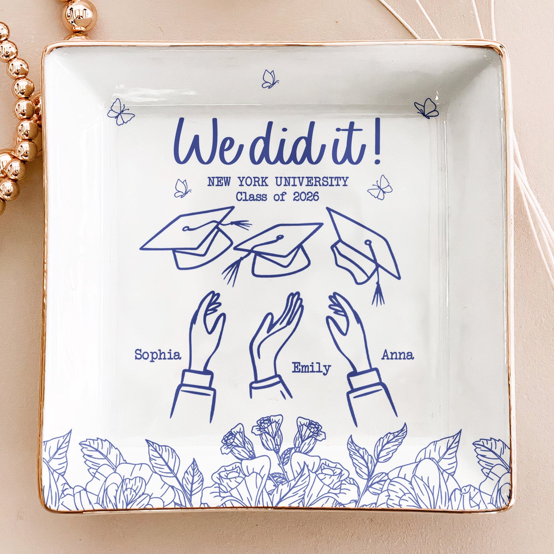 Graduation Gift For Friends - Personalized Jewelry Dish