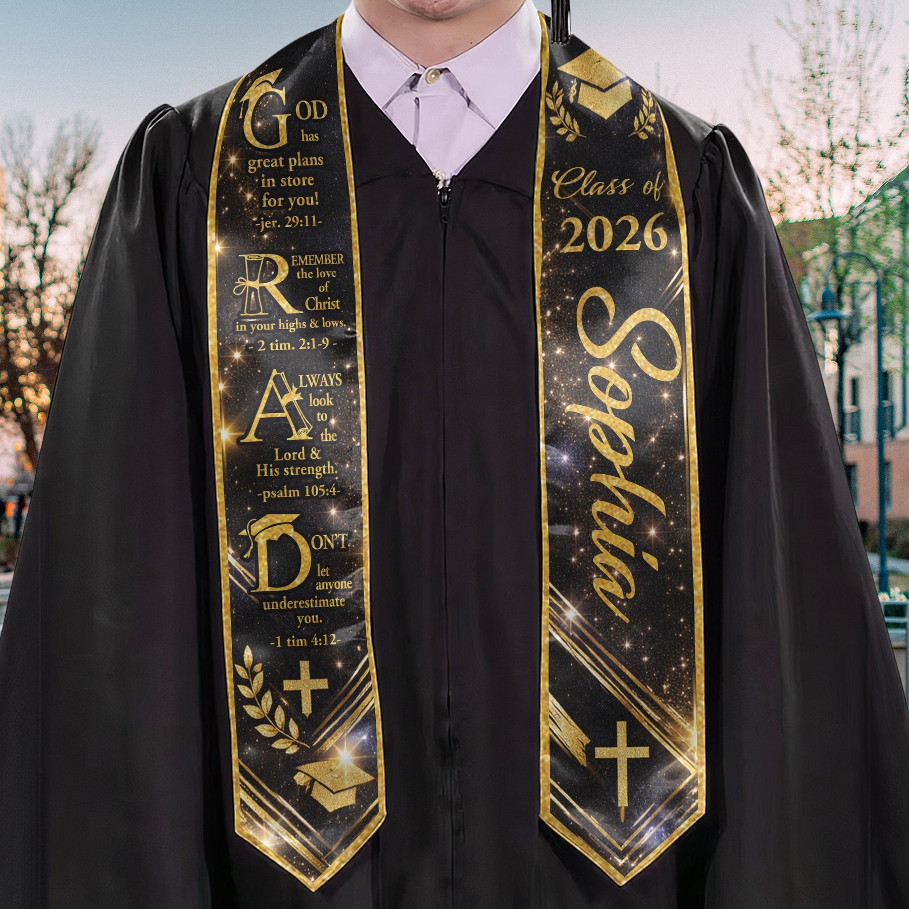 Graduation Motivation God Has Great Plans For You - Personalized Graduation Stole