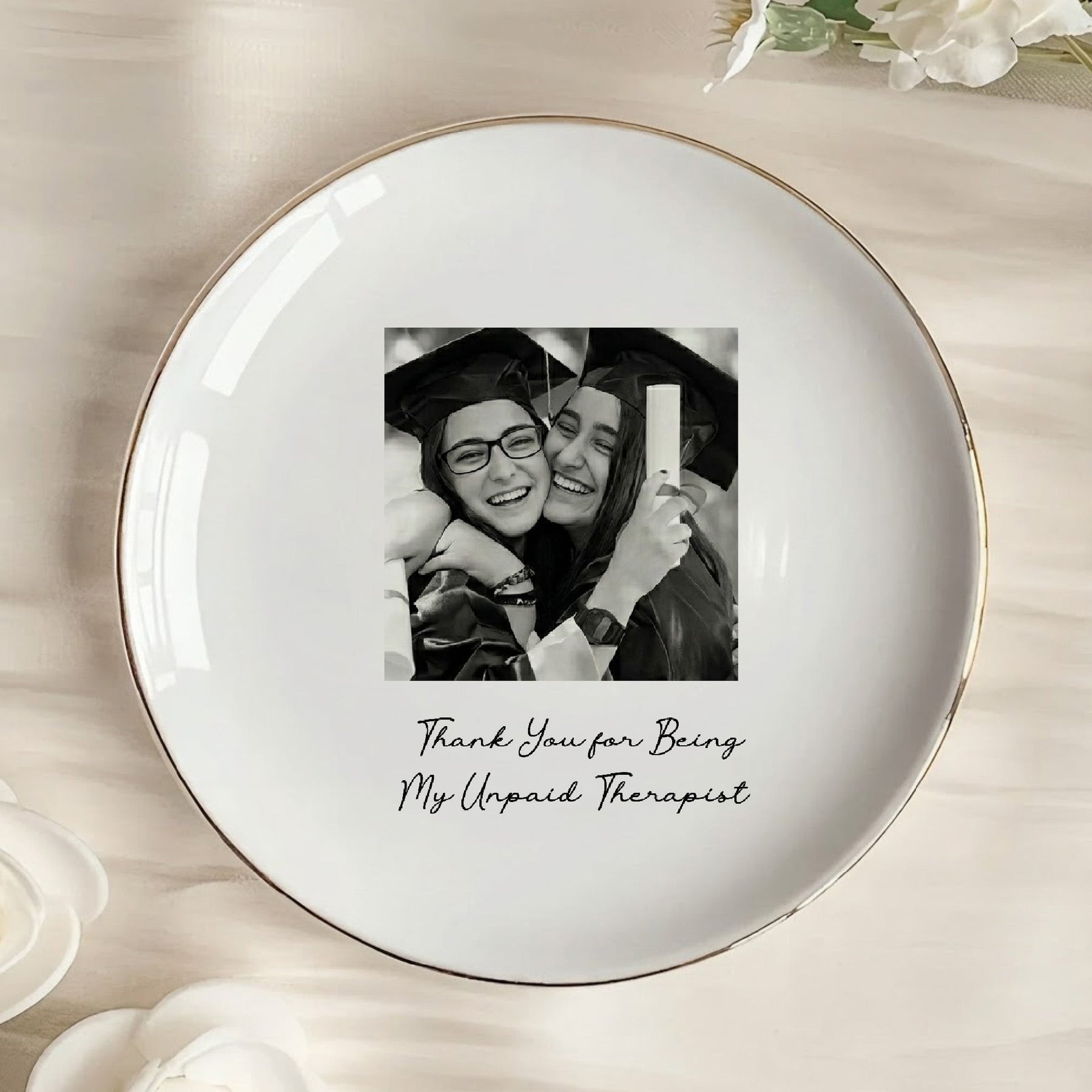 Graduation Photo Trinket Dish Gift For Her, Daughter, Besties - Personalized Jewelry Dish